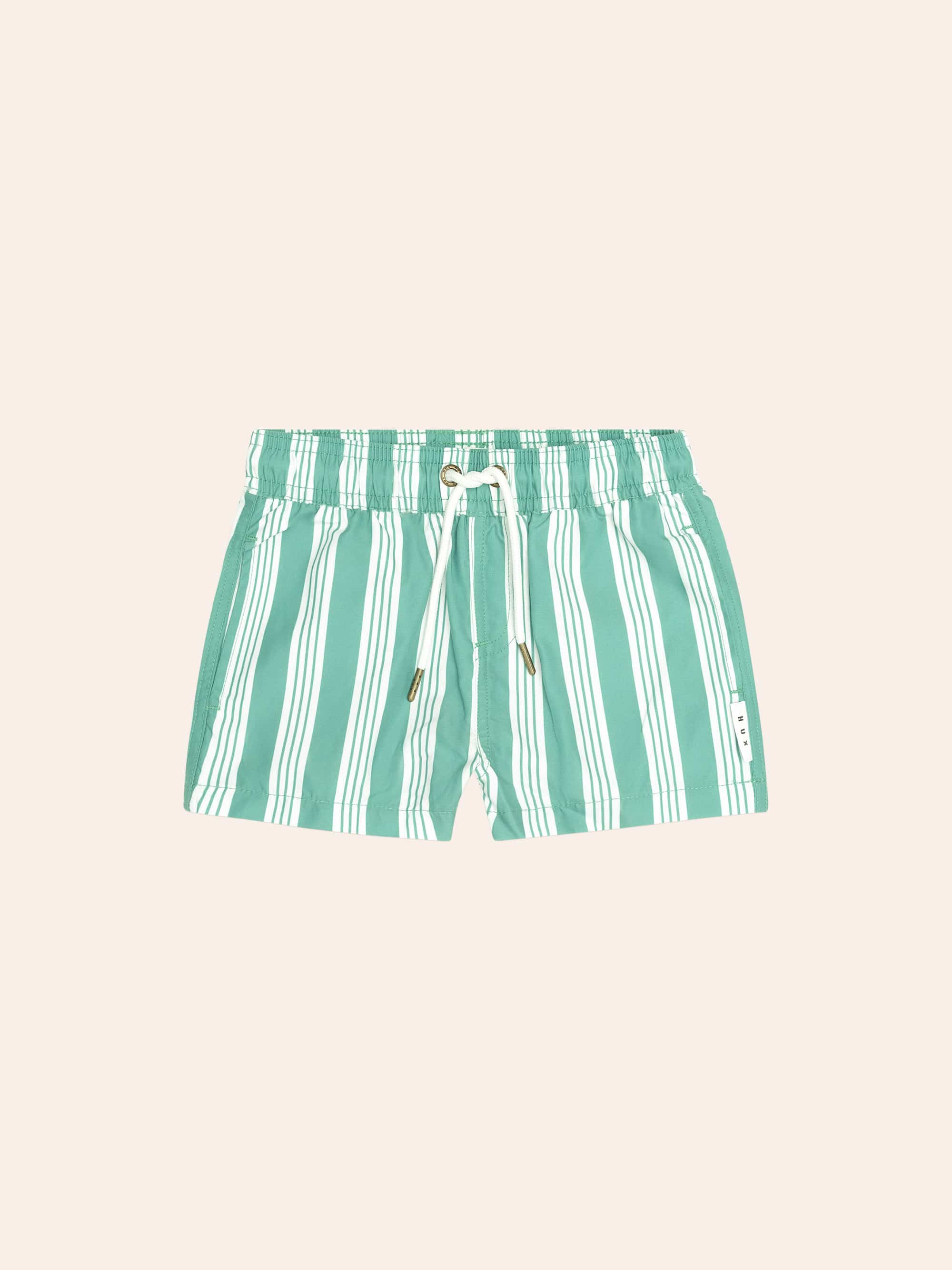 Vintage Green Stripe Boardshort SWIMWEAR Huxbaby Shopify
