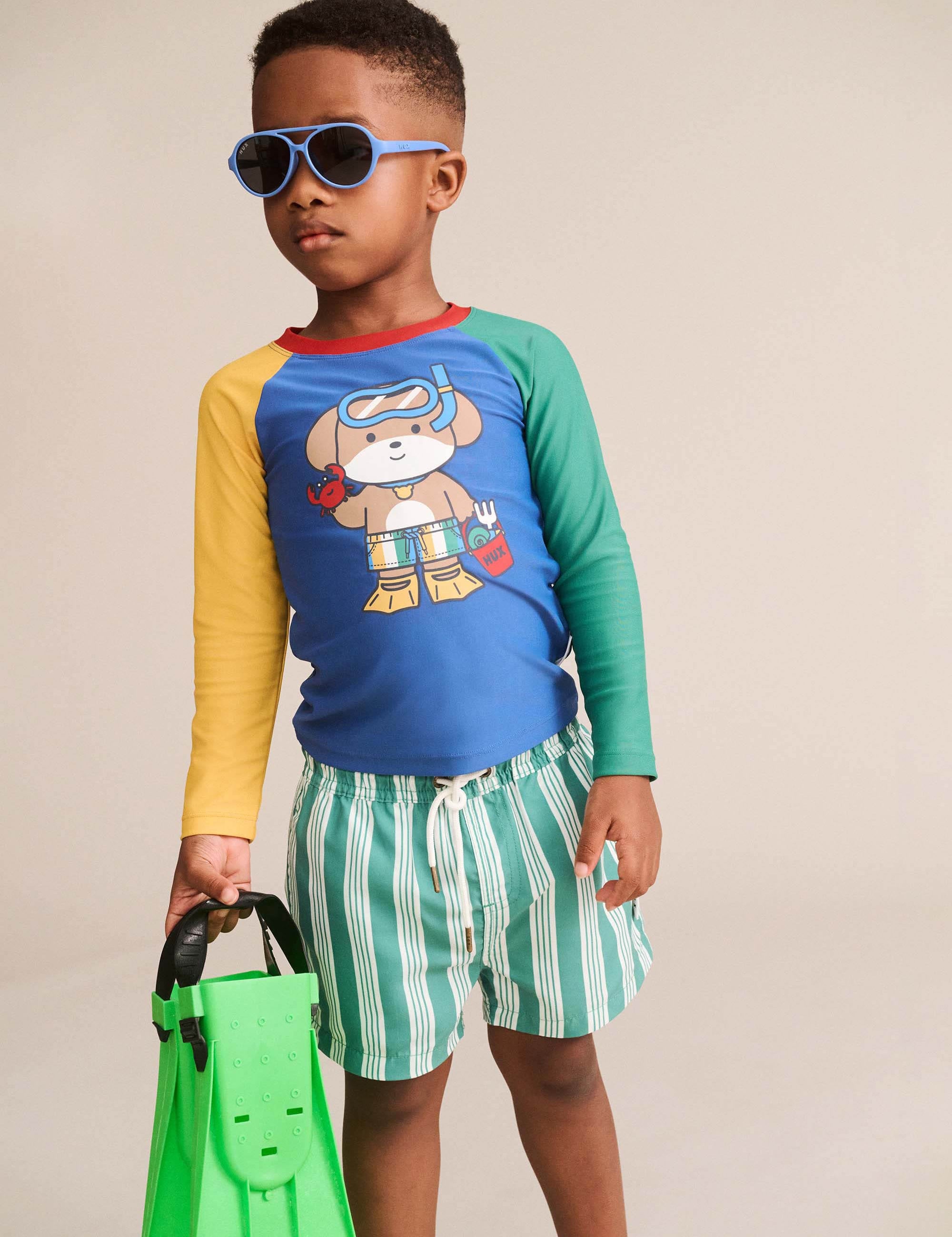 Vintage Green Stripe Boardshort SWIMWEAR Huxbaby Shopify