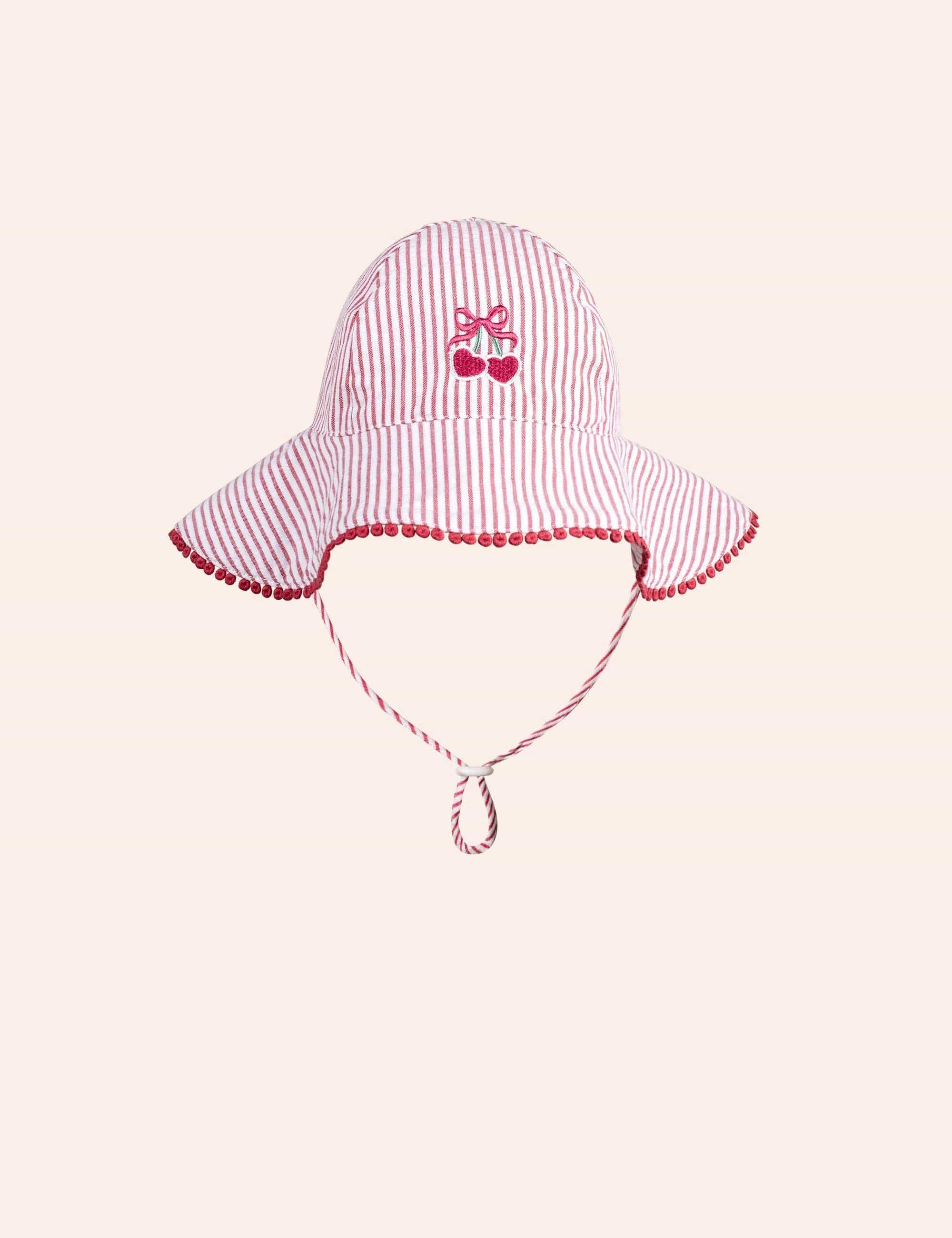 Frilly Sunhat Cherry Pie Stripe ACCESSORIES Huxbaby