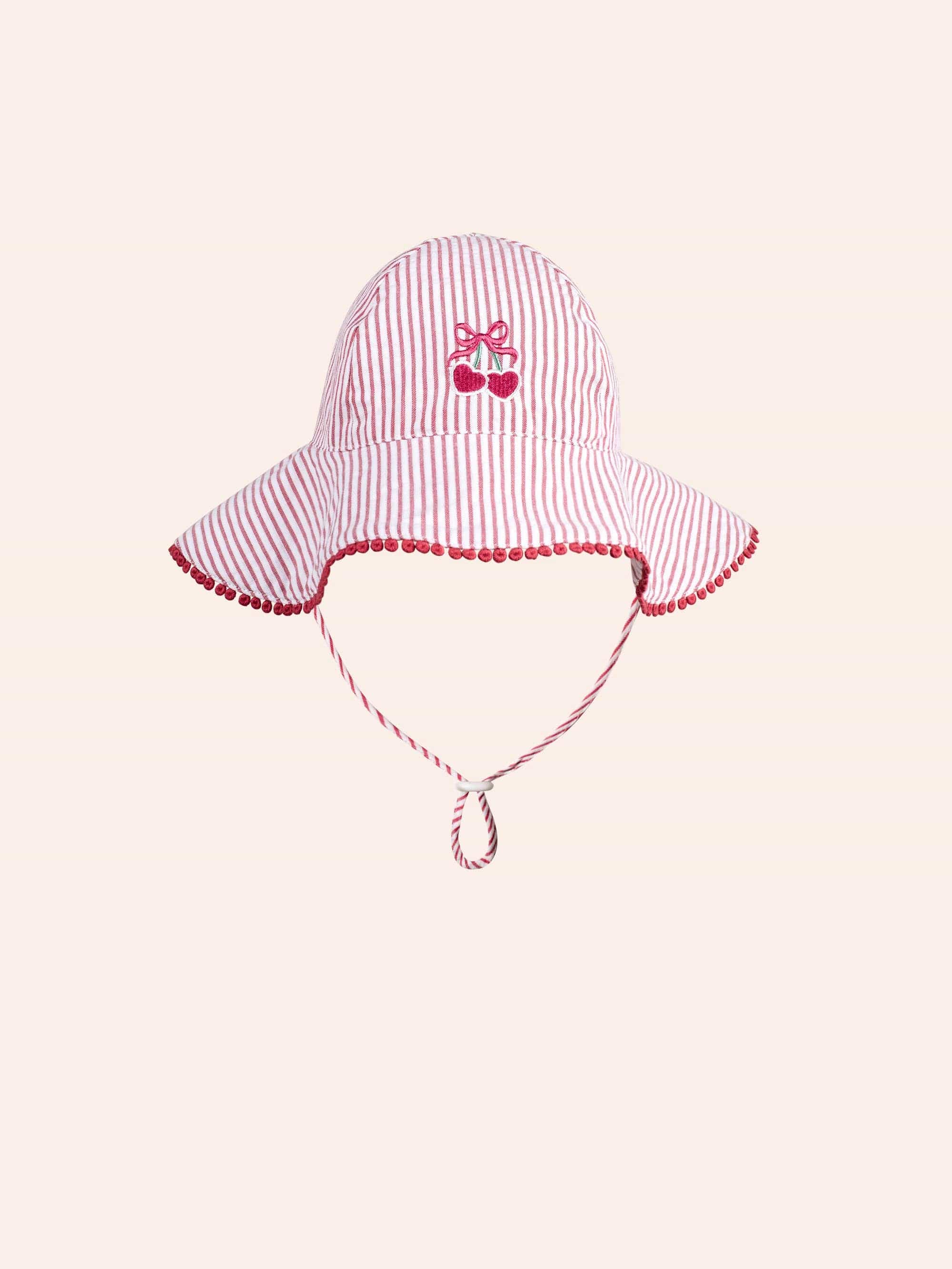 Frilly Sunhat Cherry Pie Stripe ACCESSORIES Huxbaby