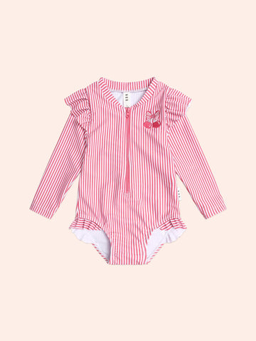 Frill Swimsuit Cherry Pie Stripe SWIMWEAR Huxbaby