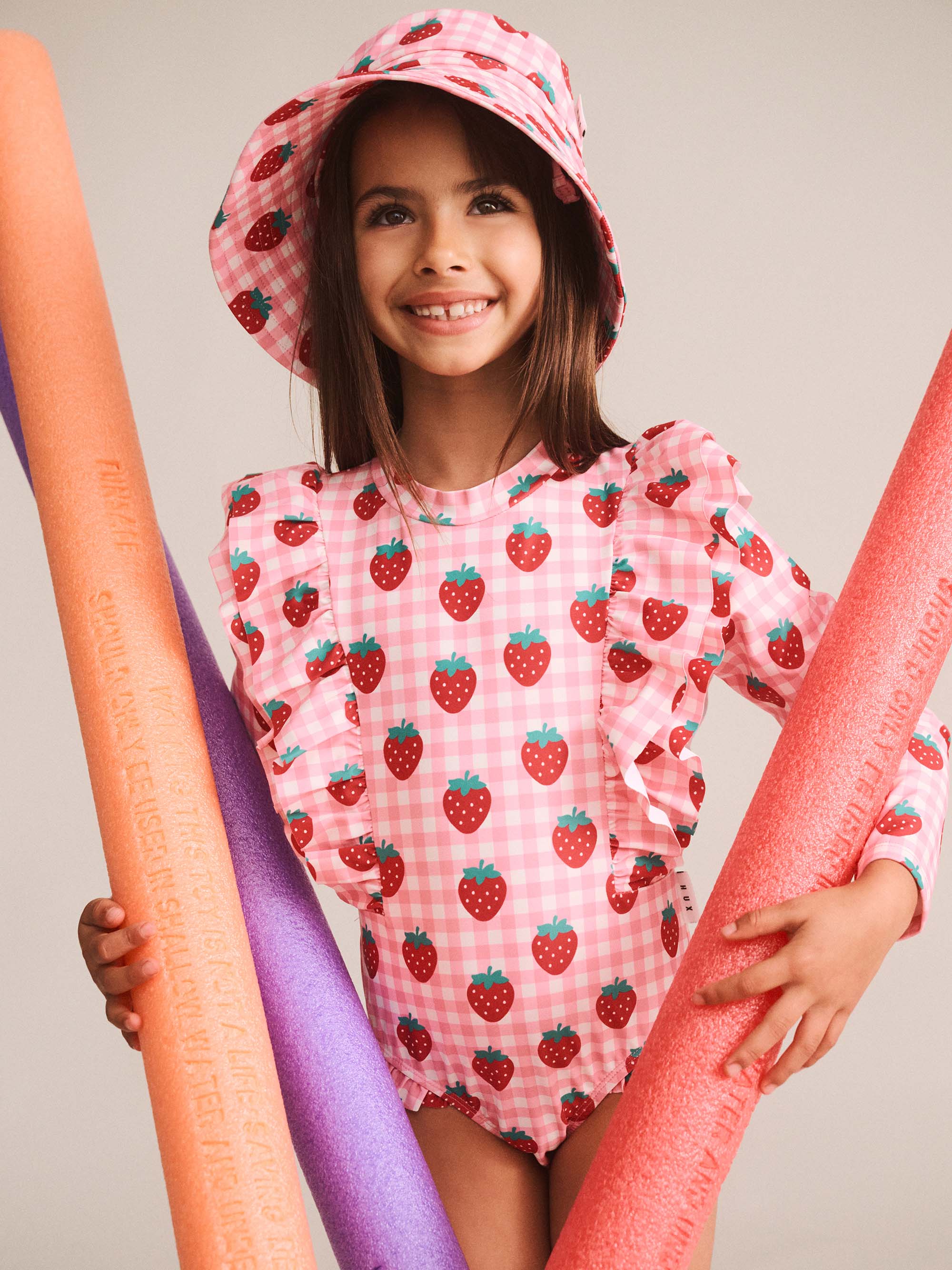 Strawberry Check Swimhat SWIMWEAR Huxbaby Shopify