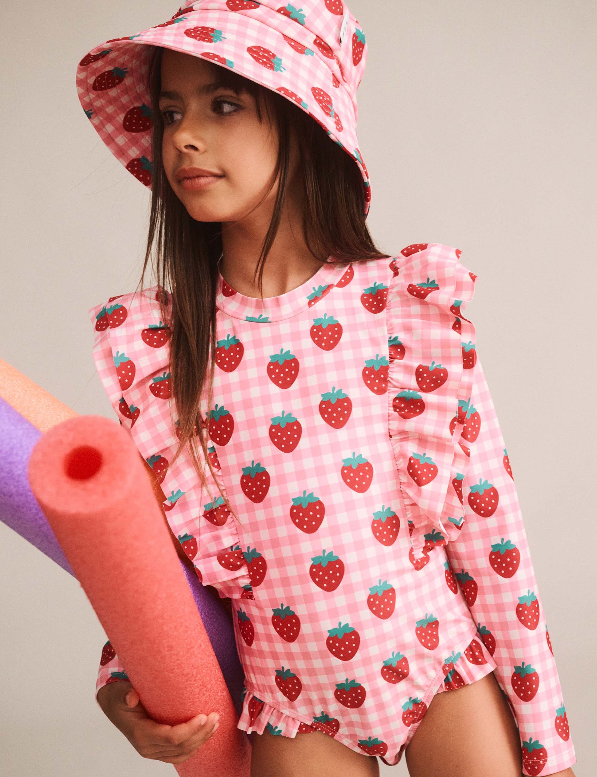 Strawberry Check Swimhat SWIMWEAR Huxbaby Shopify