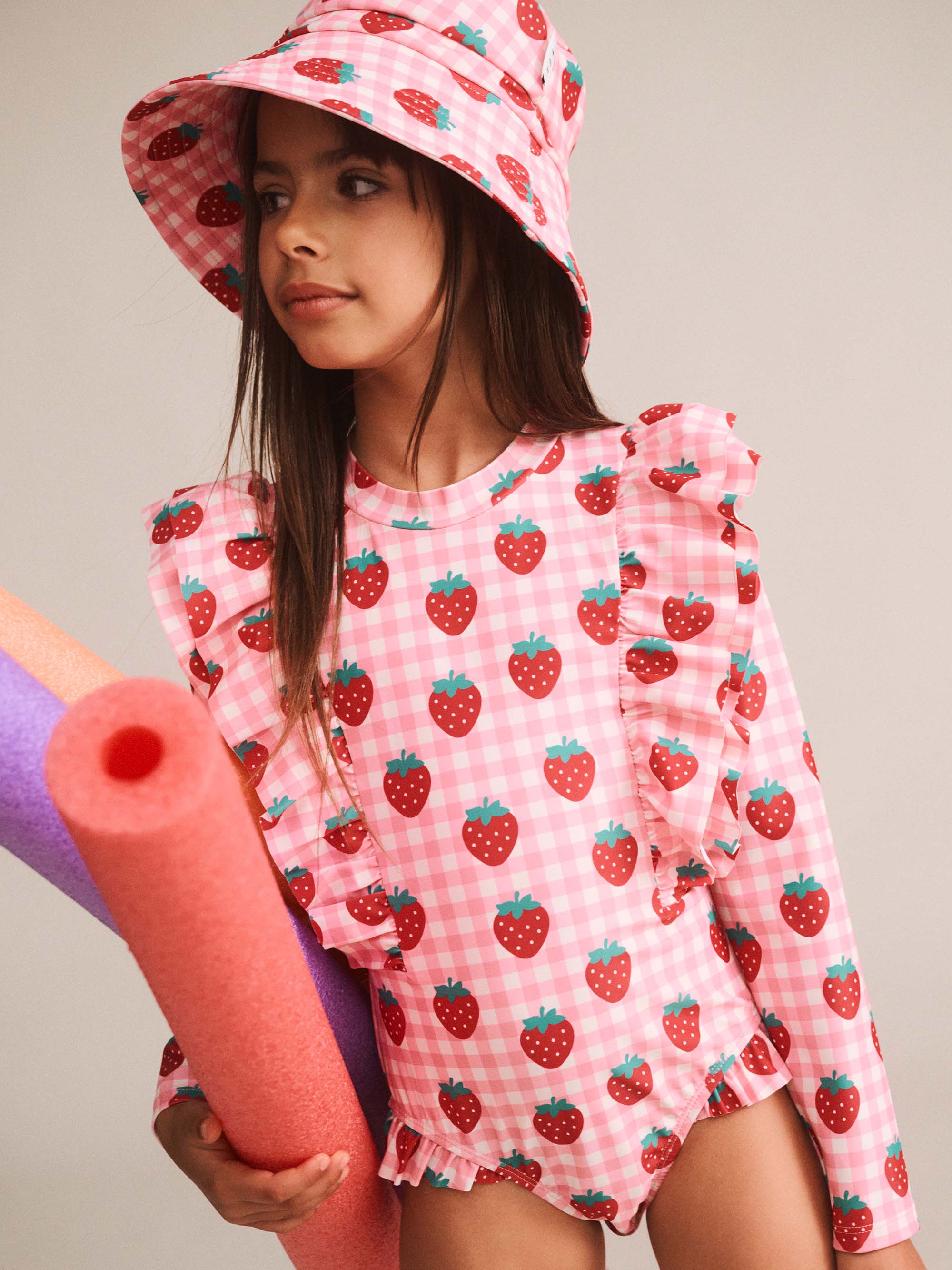 Strawberry Check Swimhat SWIMWEAR Huxbaby Shopify
