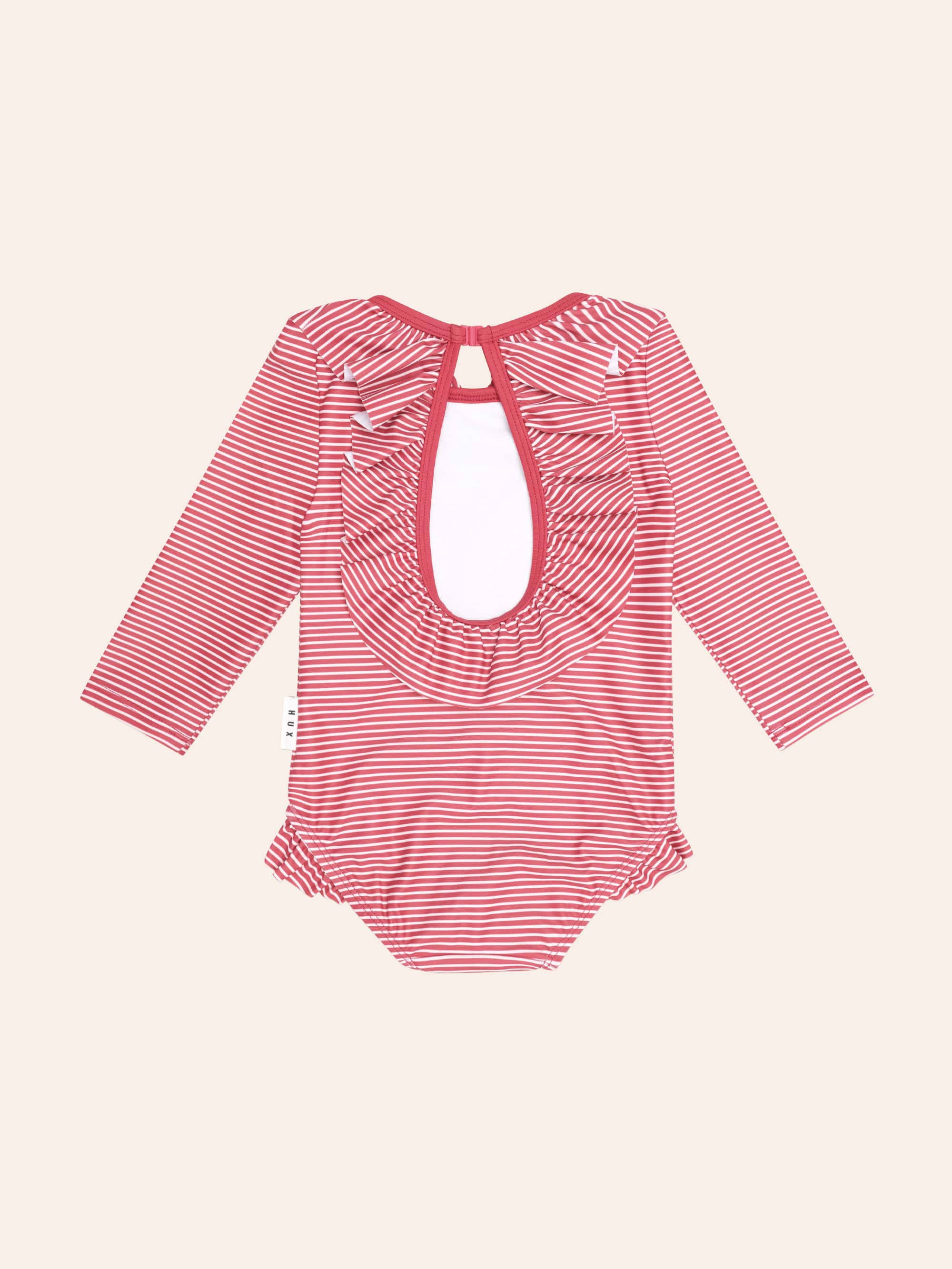 Red Stripe Frill Neck Swimsuit SWIMWEAR Huxbaby Shopify