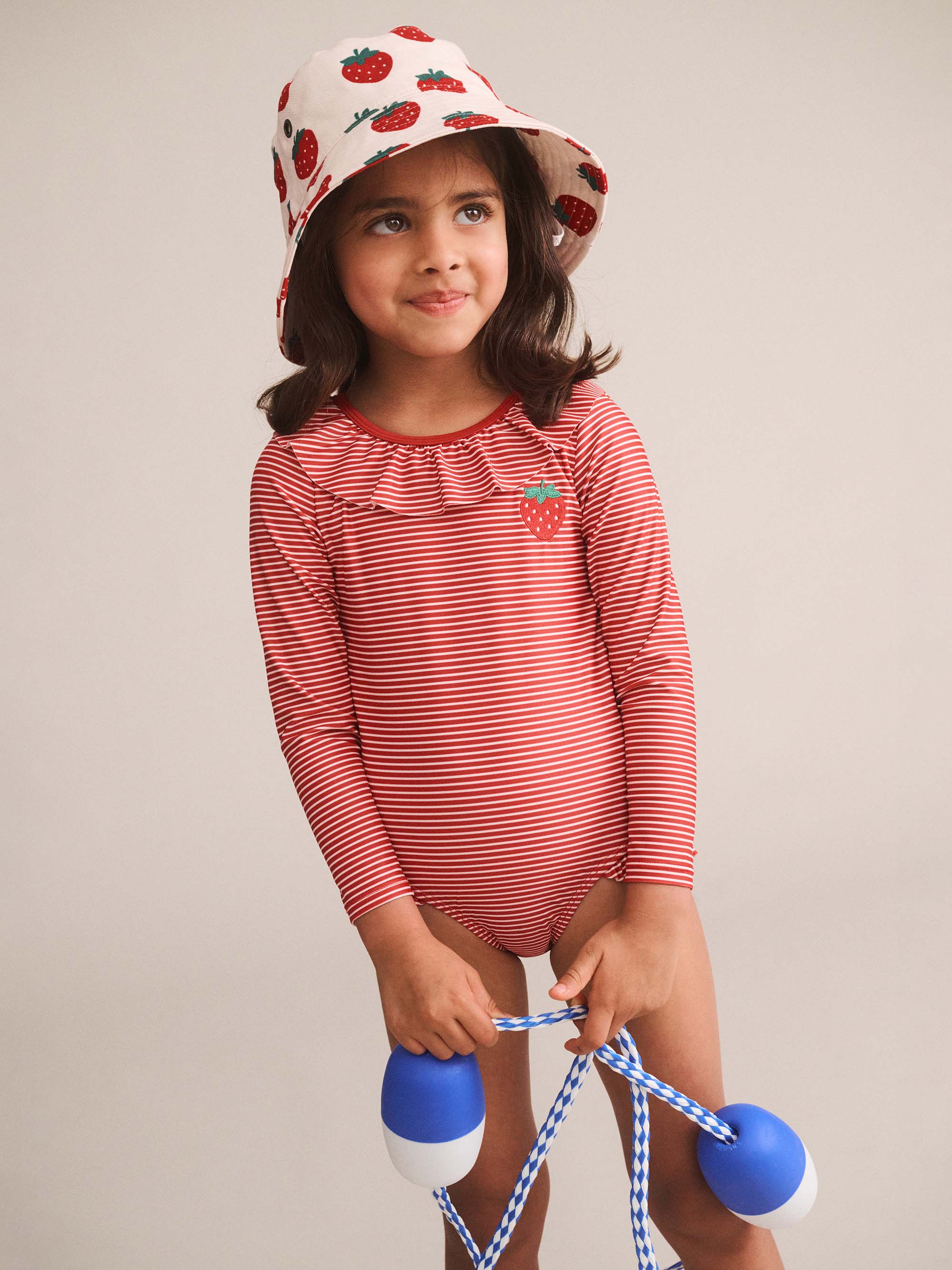 Red Stripe Frill Neck Swimsuit SWIMWEAR Huxbaby Shopify