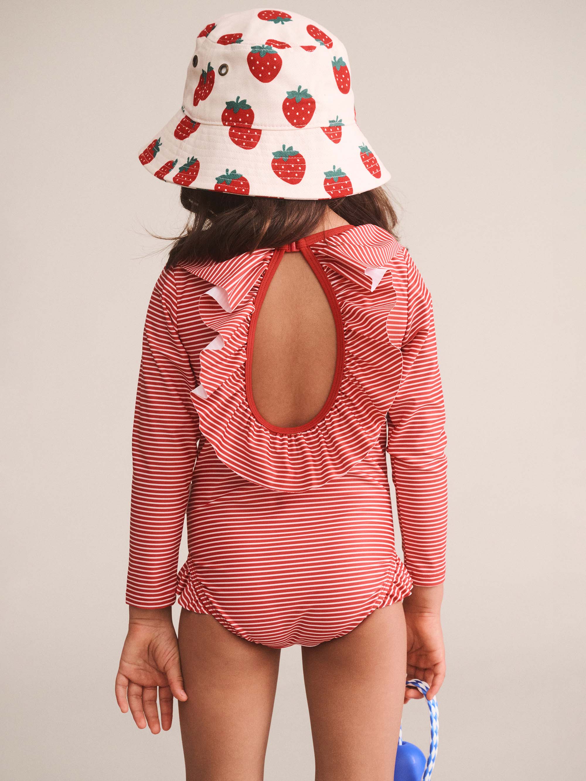Red Stripe Frill Neck Swimsuit SWIMWEAR Huxbaby Shopify