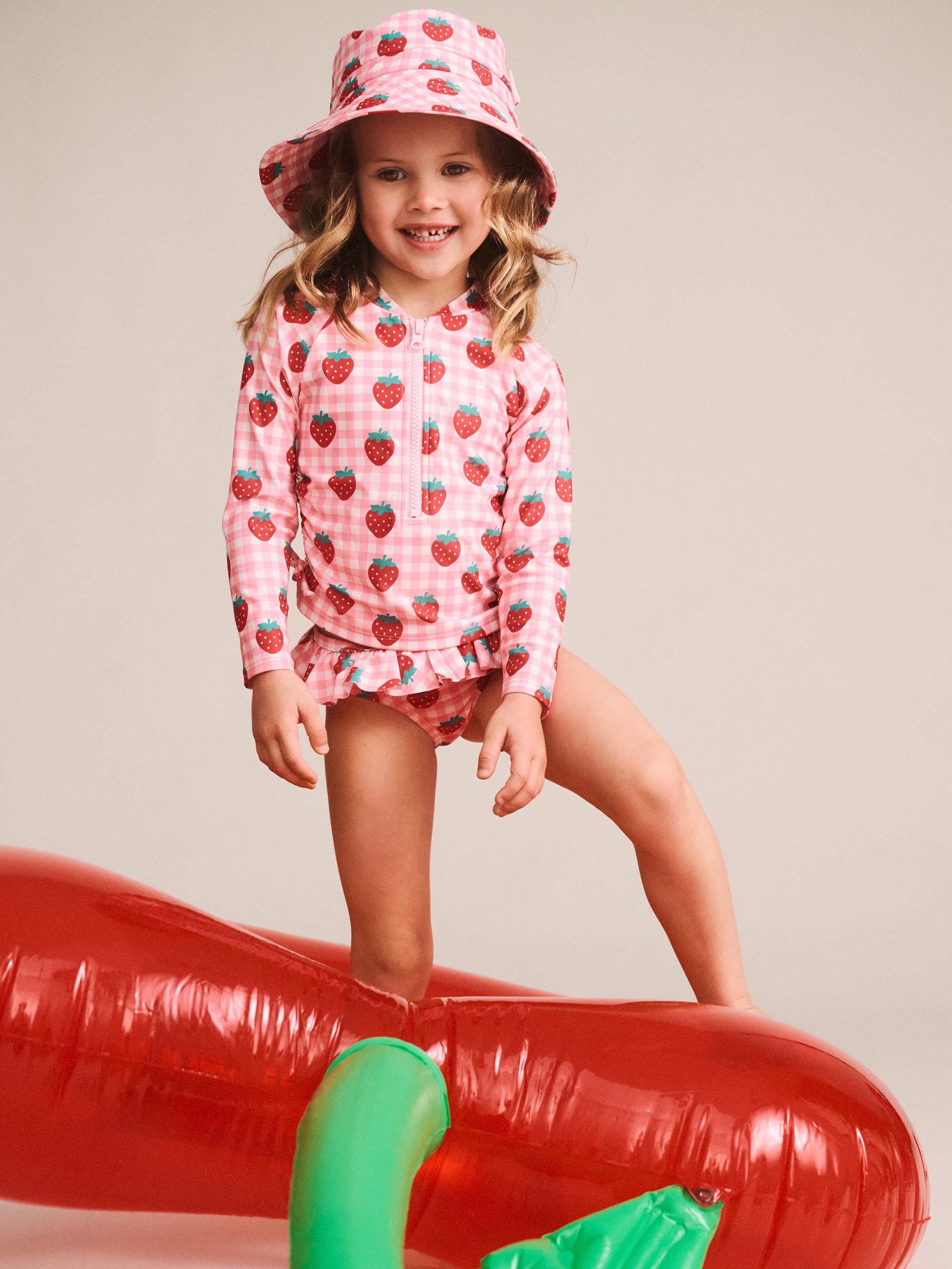 Huxbaby Shopify SWIMWEAR Strawberry Check 2Pc Swim Set