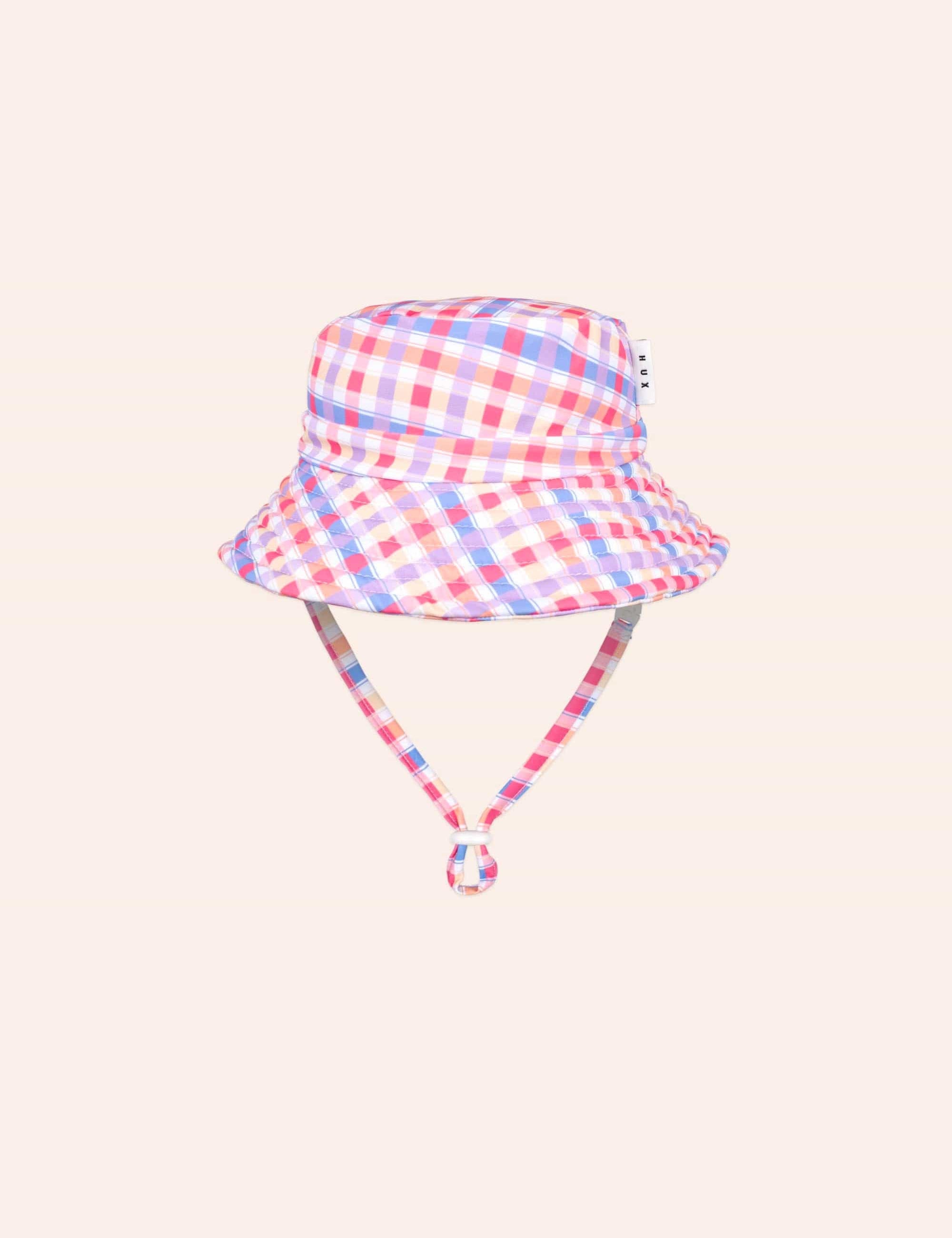Rainbow Check Swim Hat ACCESSORIES Huxbaby