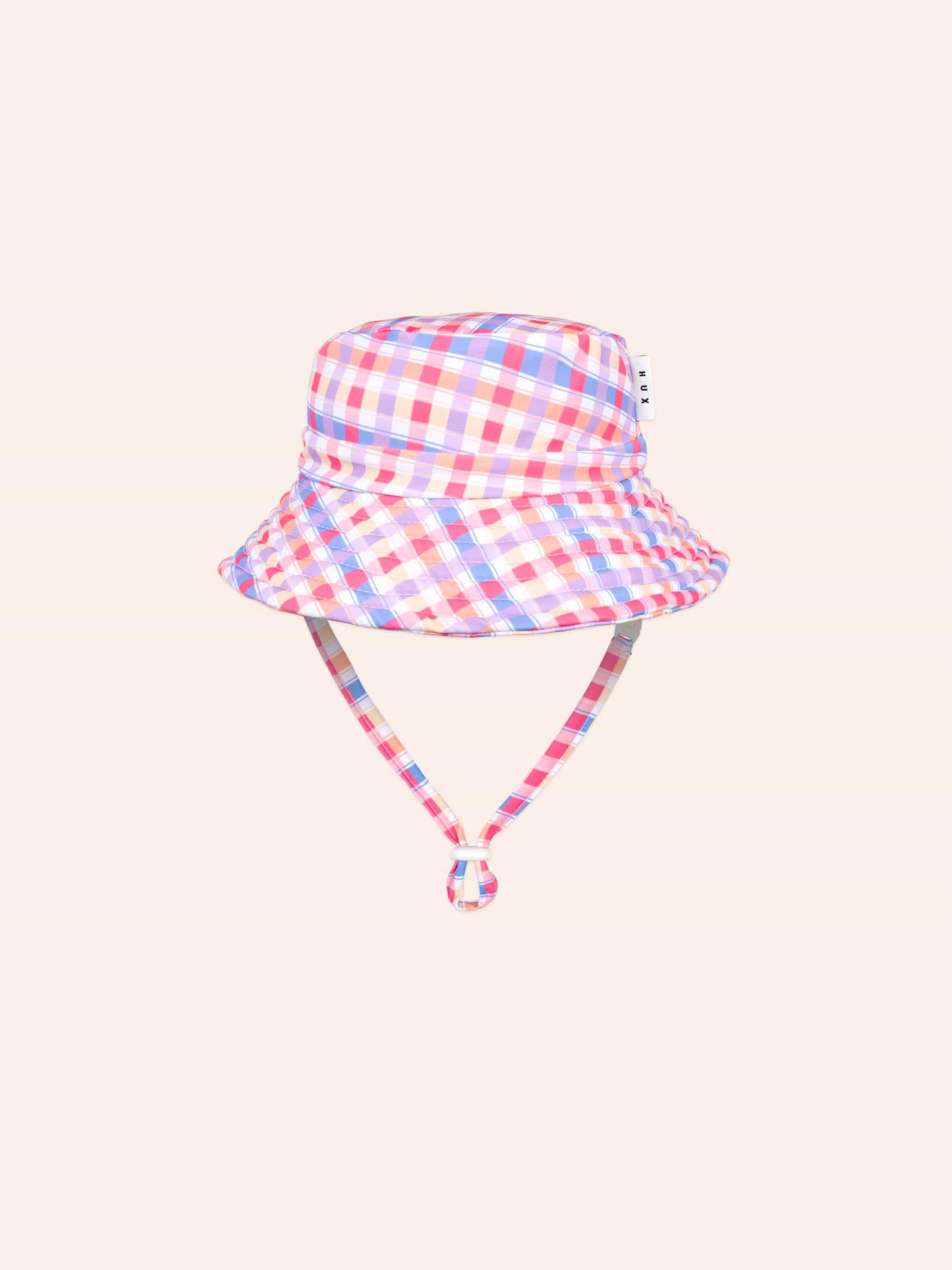 Rainbow Check Swim Hat ACCESSORIES Huxbaby