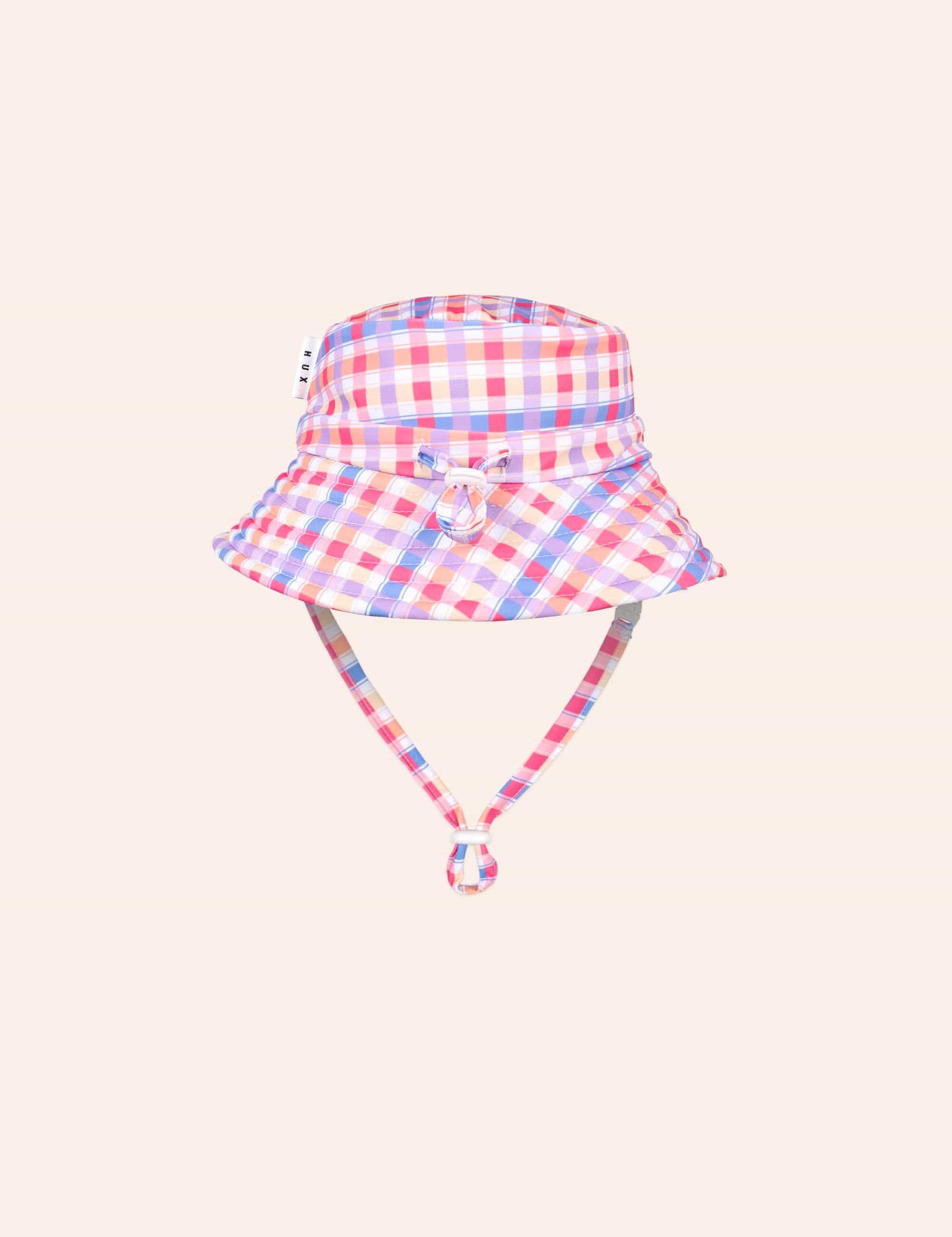 Rainbow Check Swim Hat ACCESSORIES Huxbaby