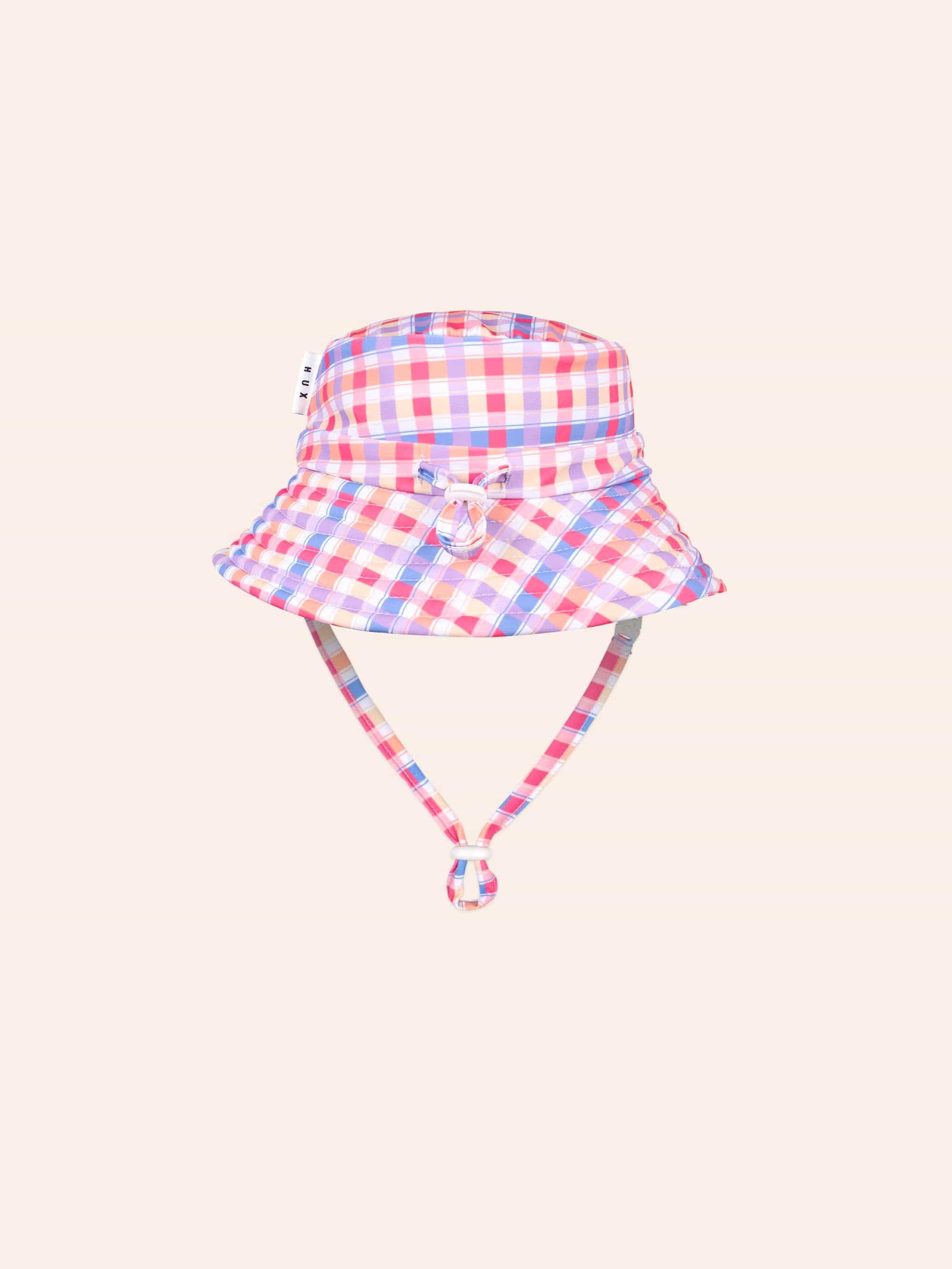 Rainbow Check Swim Hat ACCESSORIES Huxbaby