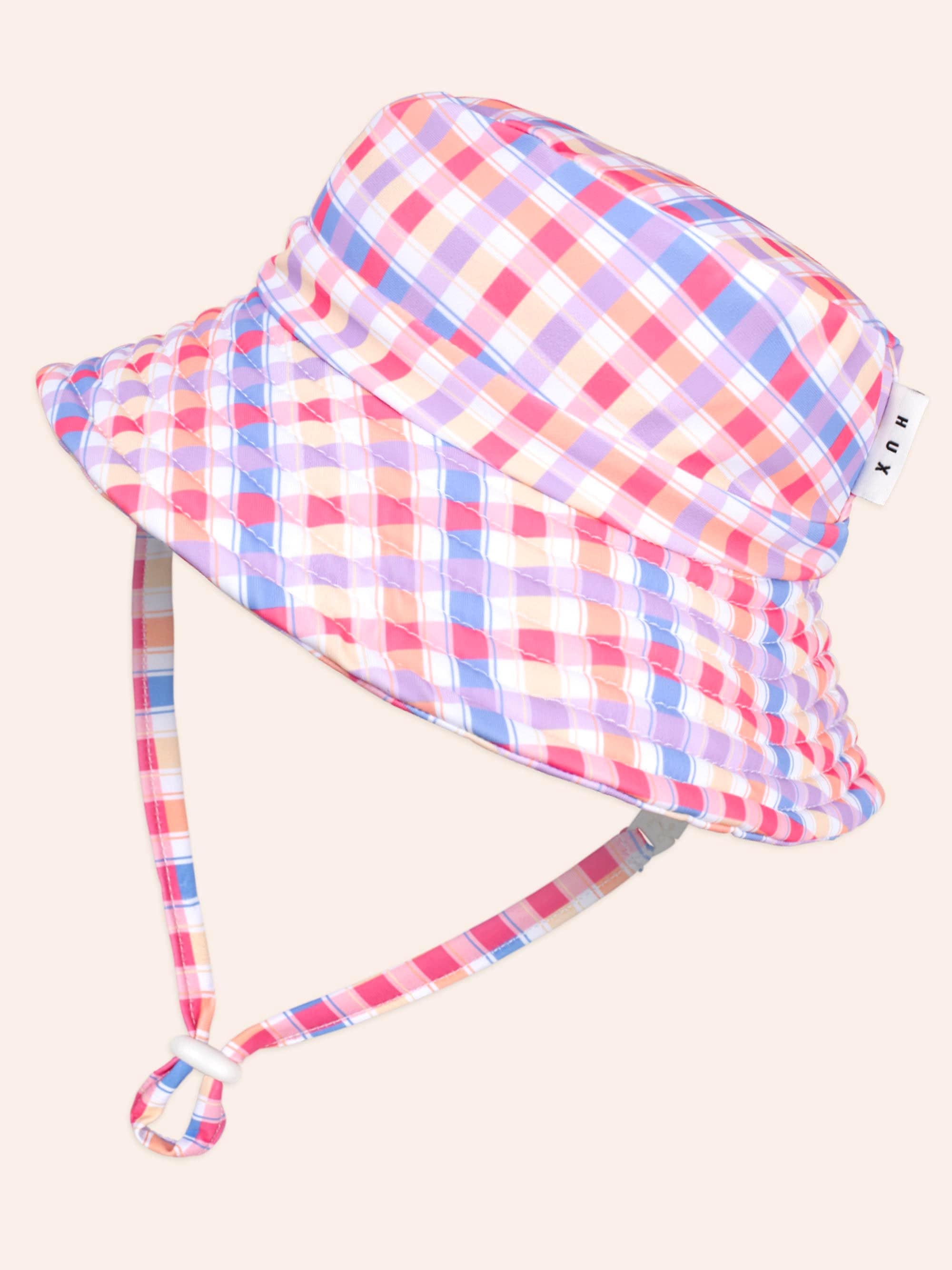 Rainbow Check Swim Hat ACCESSORIES Huxbaby