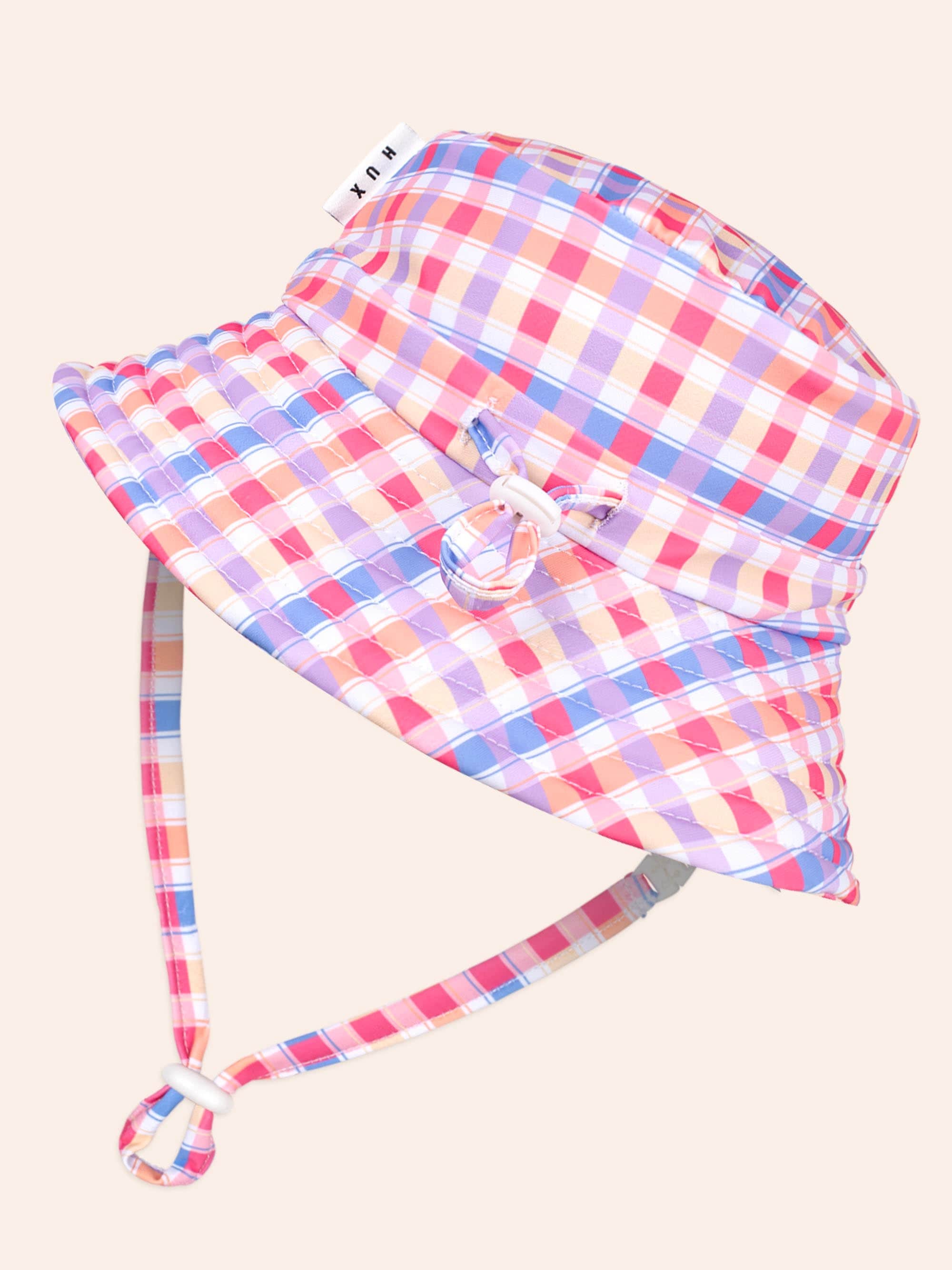 Rainbow Check Swim Hat ACCESSORIES Huxbaby