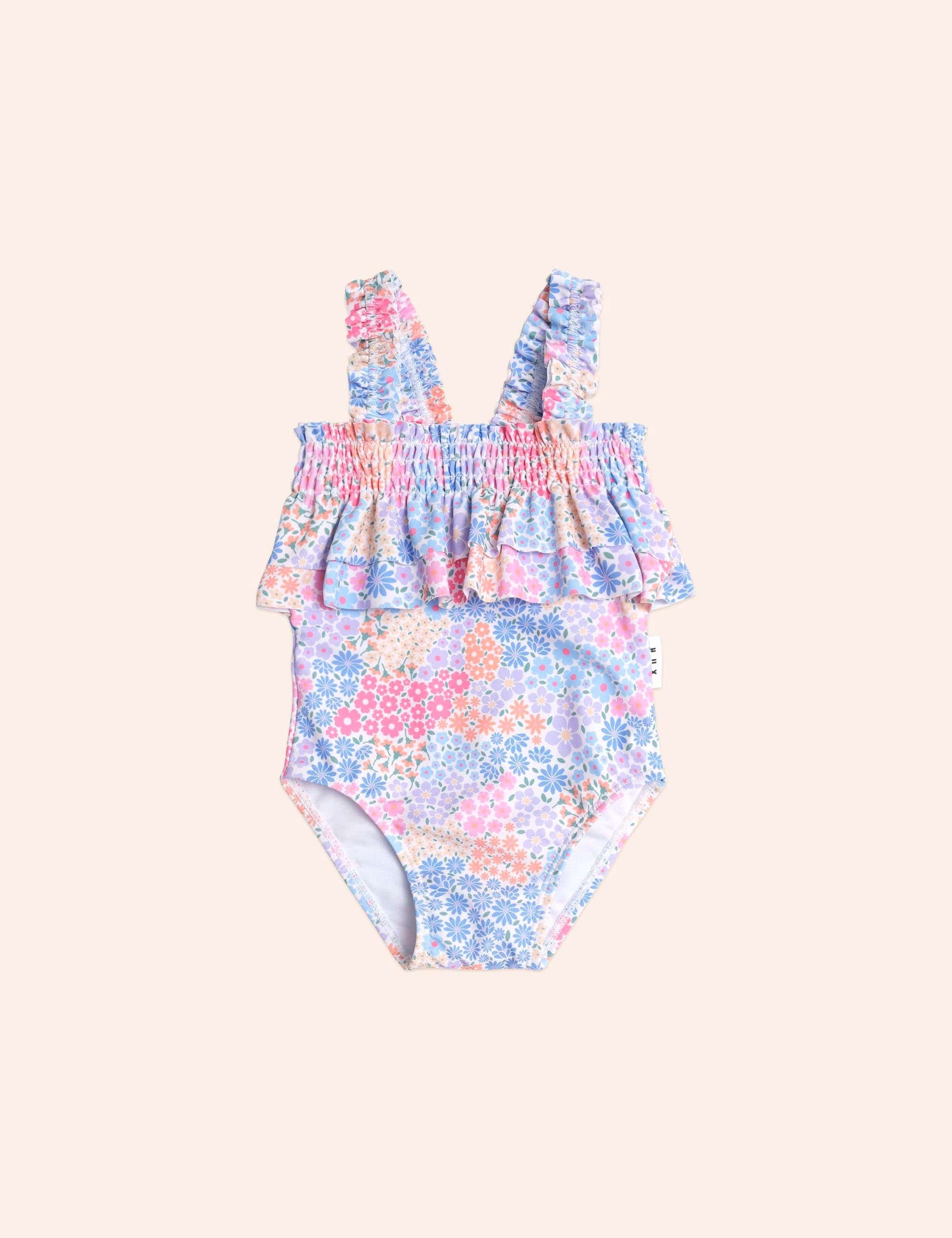 Shirred Swimsuit Floral Bloom SWIMWEAR Huxbaby