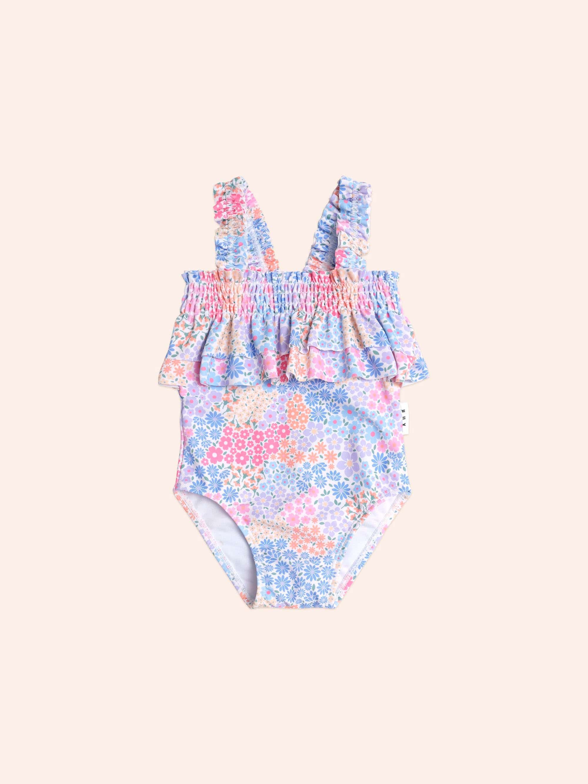 Shirred Swimsuit Floral Bloom SWIMWEAR Huxbaby