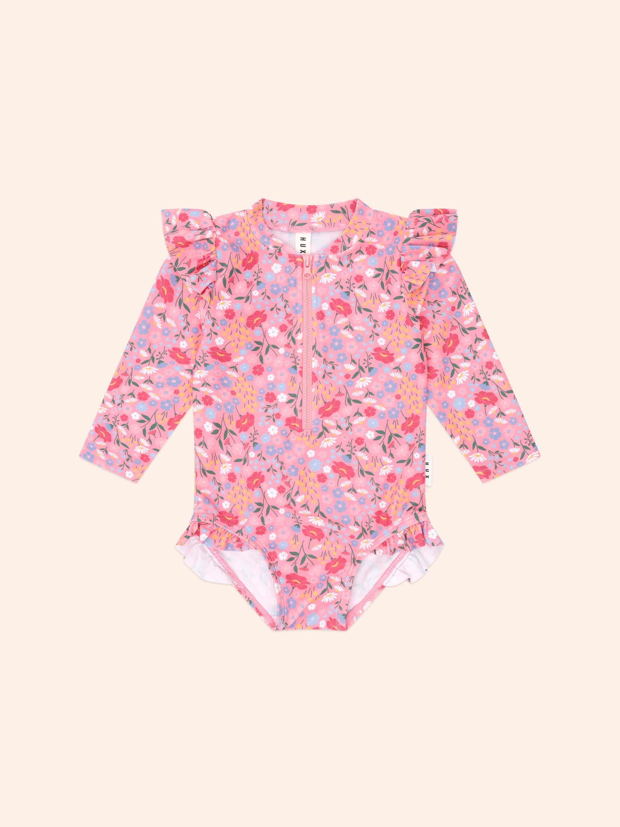 Vintage Floral Frill Swimsuit SWIMWEAR Huxbaby