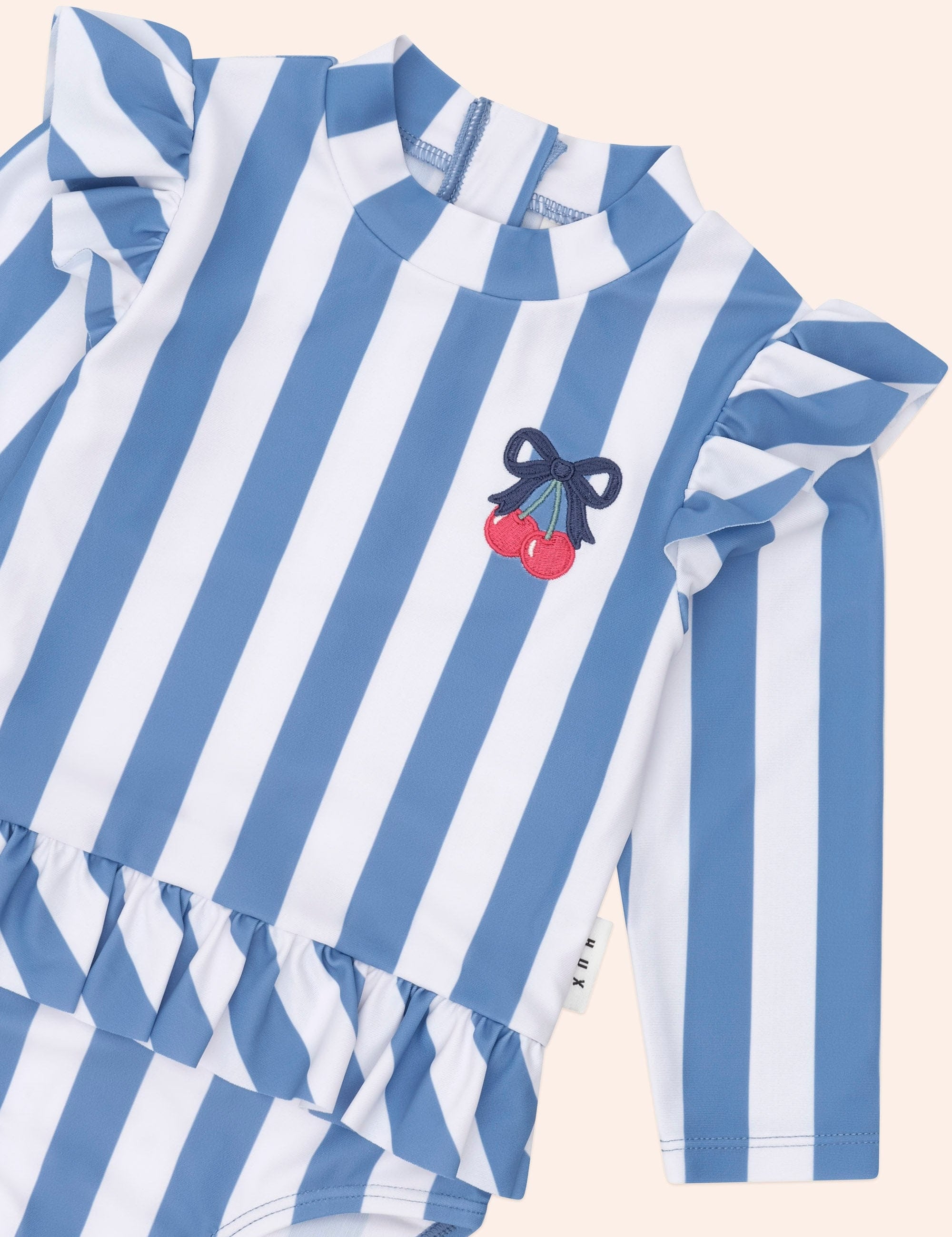 Vintage Stripe Cherry Peplum Swimsuit SWIMWEAR Huxbaby