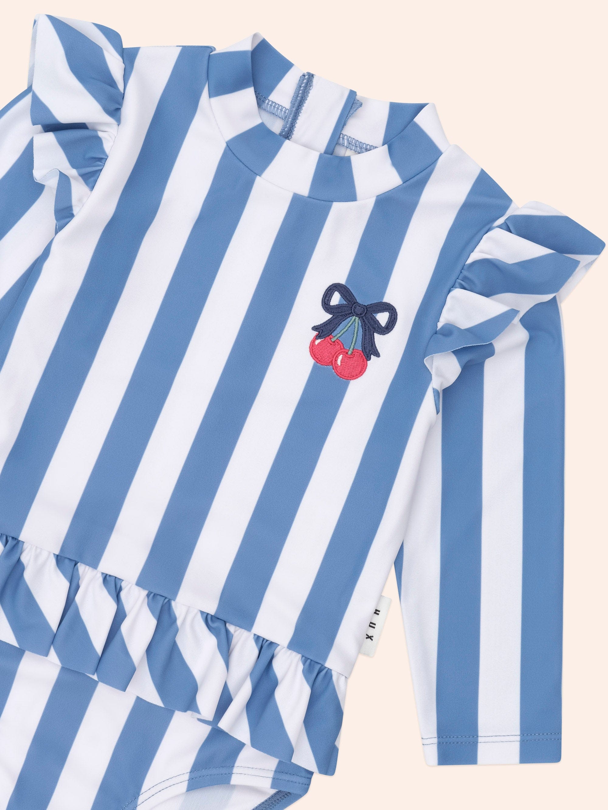 Vintage Stripe Cherry Peplum Swimsuit SWIMWEAR Huxbaby