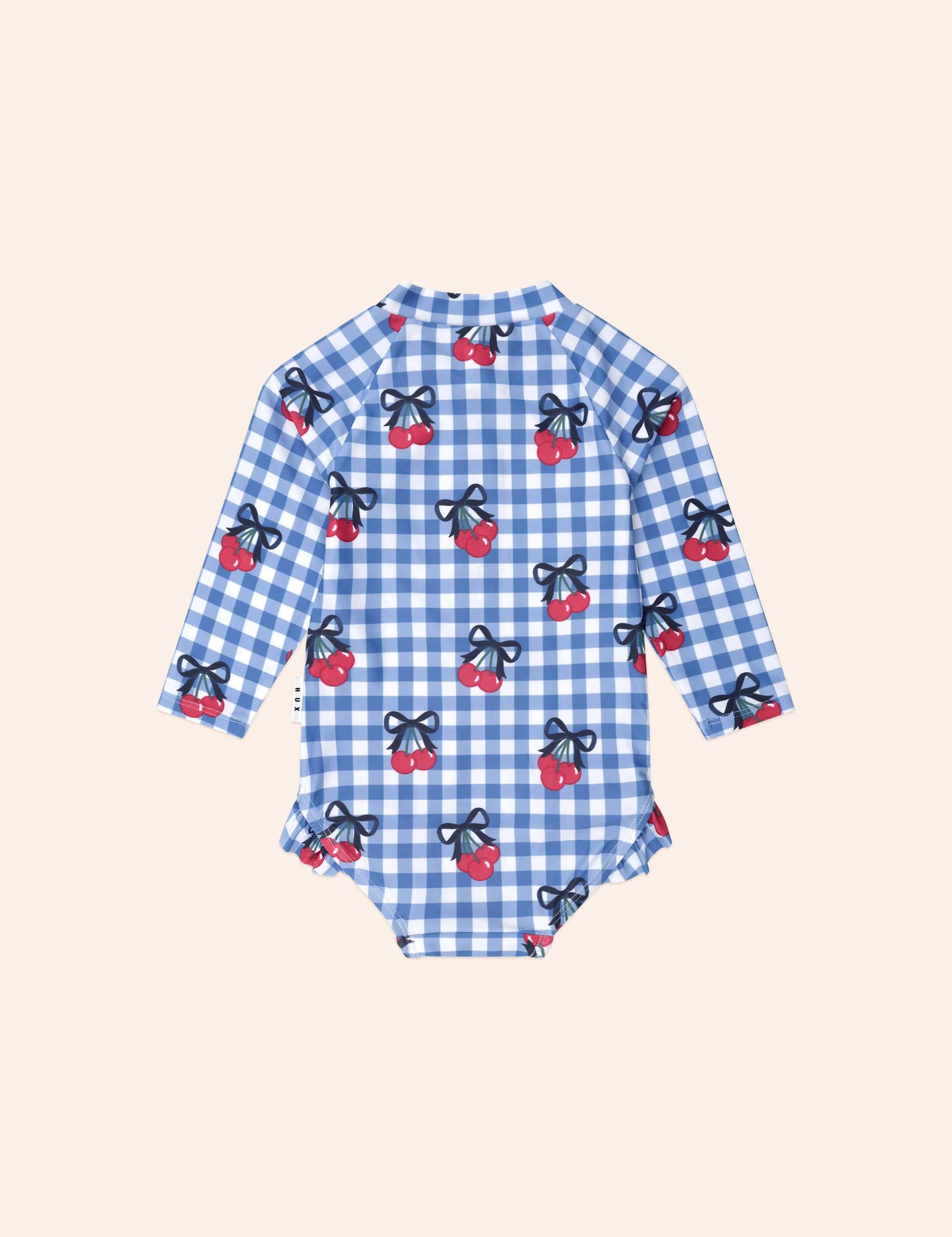 Cherry Gingham Raglan Swimsuit SWIMWEAR Huxbaby