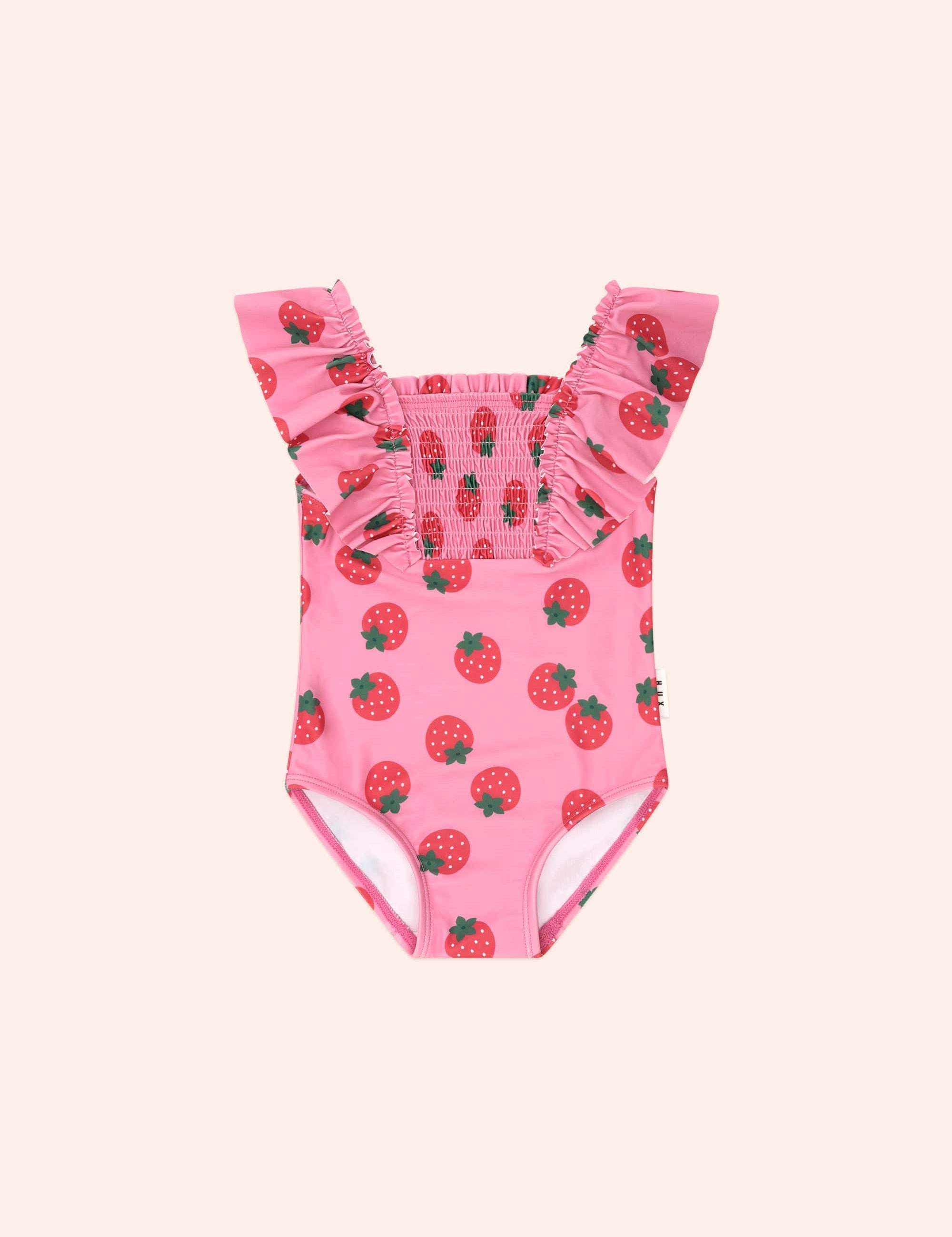Strawberry Fields Forever Shirred Swimsuit SWIMWEAR Huxbaby