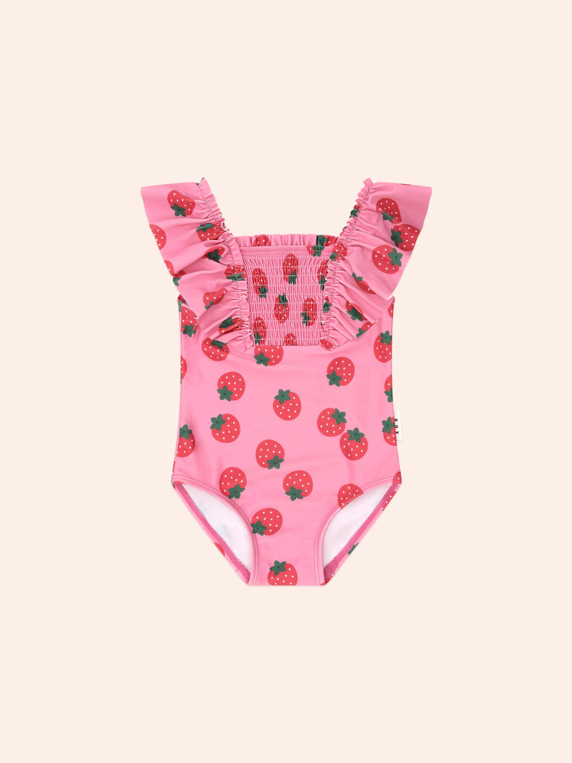 Strawberry Fields Forever Shirred Swimsuit SWIMWEAR Huxbaby