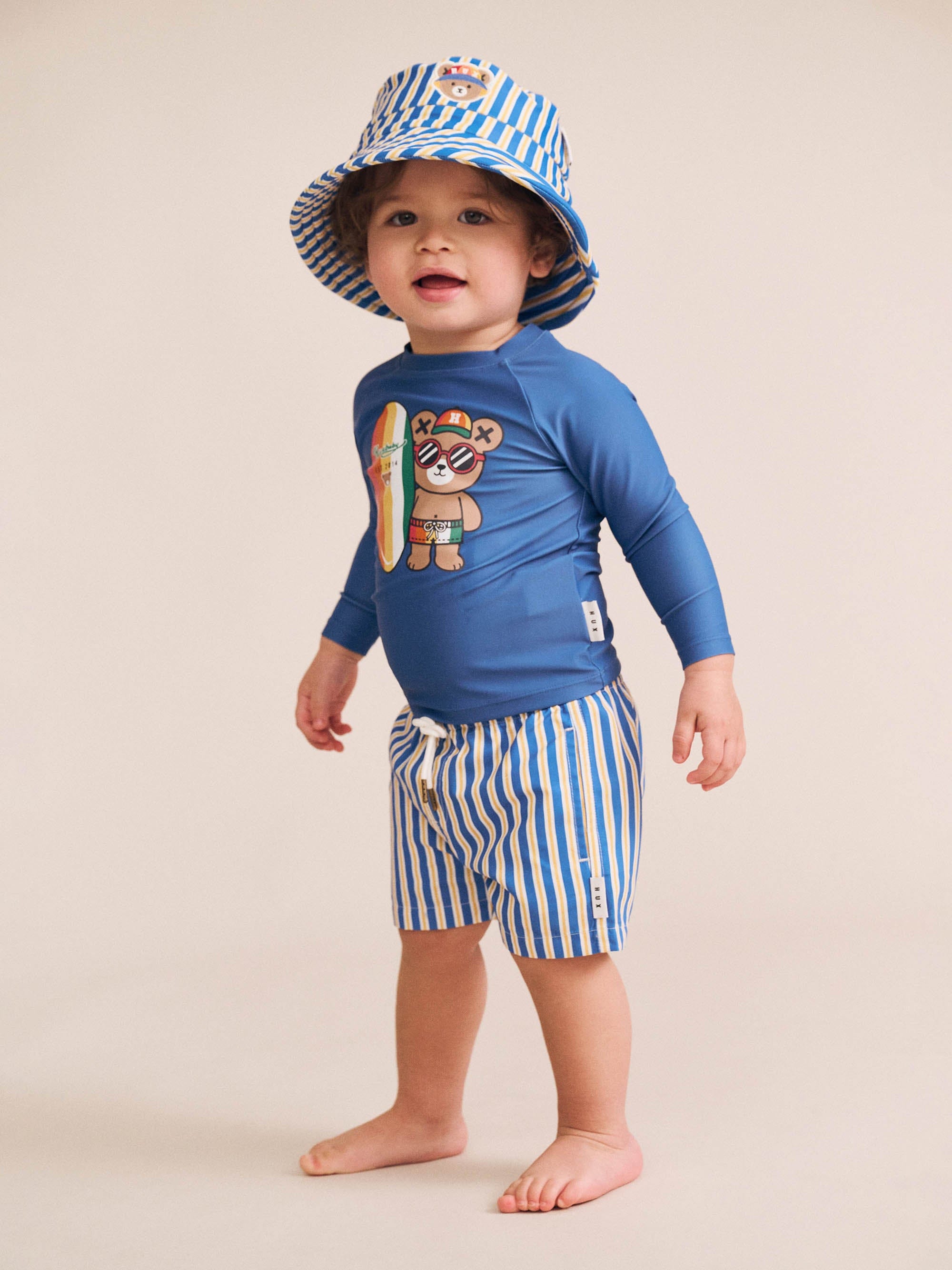 Beach Hux Stripe Swimhat ACCESSORIES Huxbaby