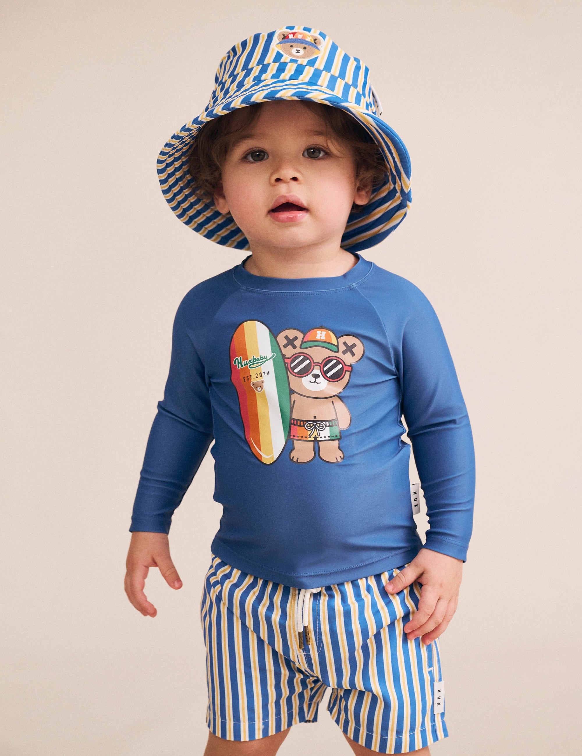 Beach Hux Stripe Swimhat ACCESSORIES Huxbaby