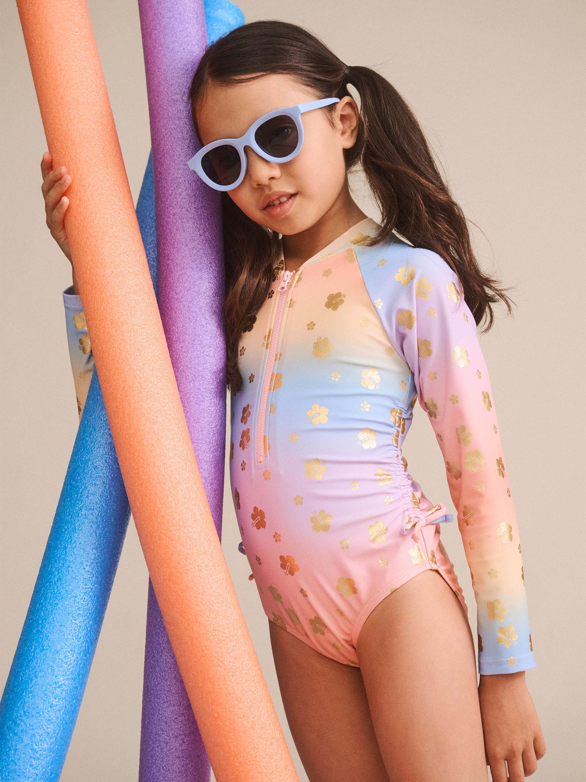 Tropical Foil Floral Ombre Swimsuit SWIMWEAR Huxbaby Shopify