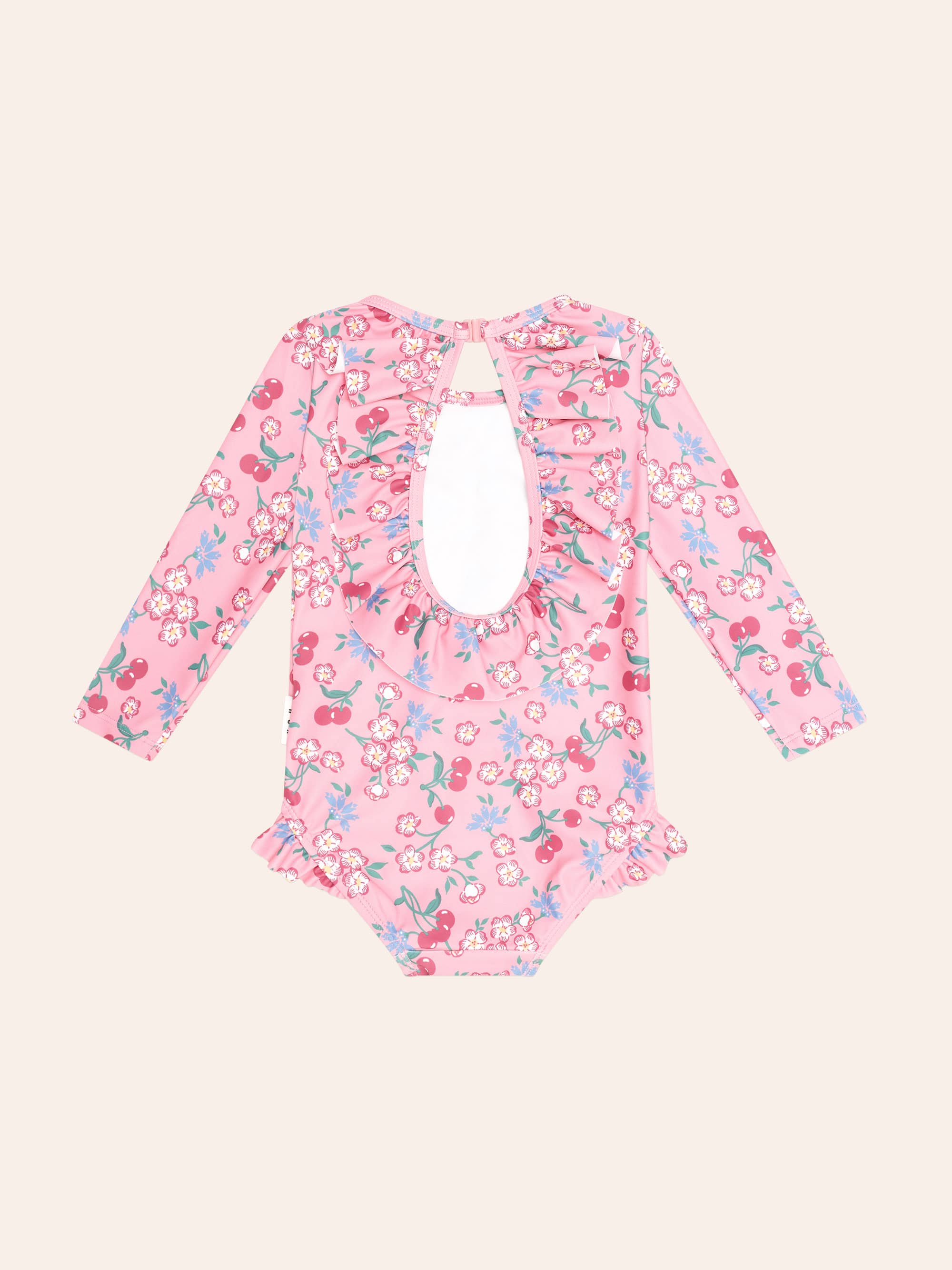 Tropical Cherry Floral Frill Neck Swimsuit SWIMWEAR Huxbaby Shopify