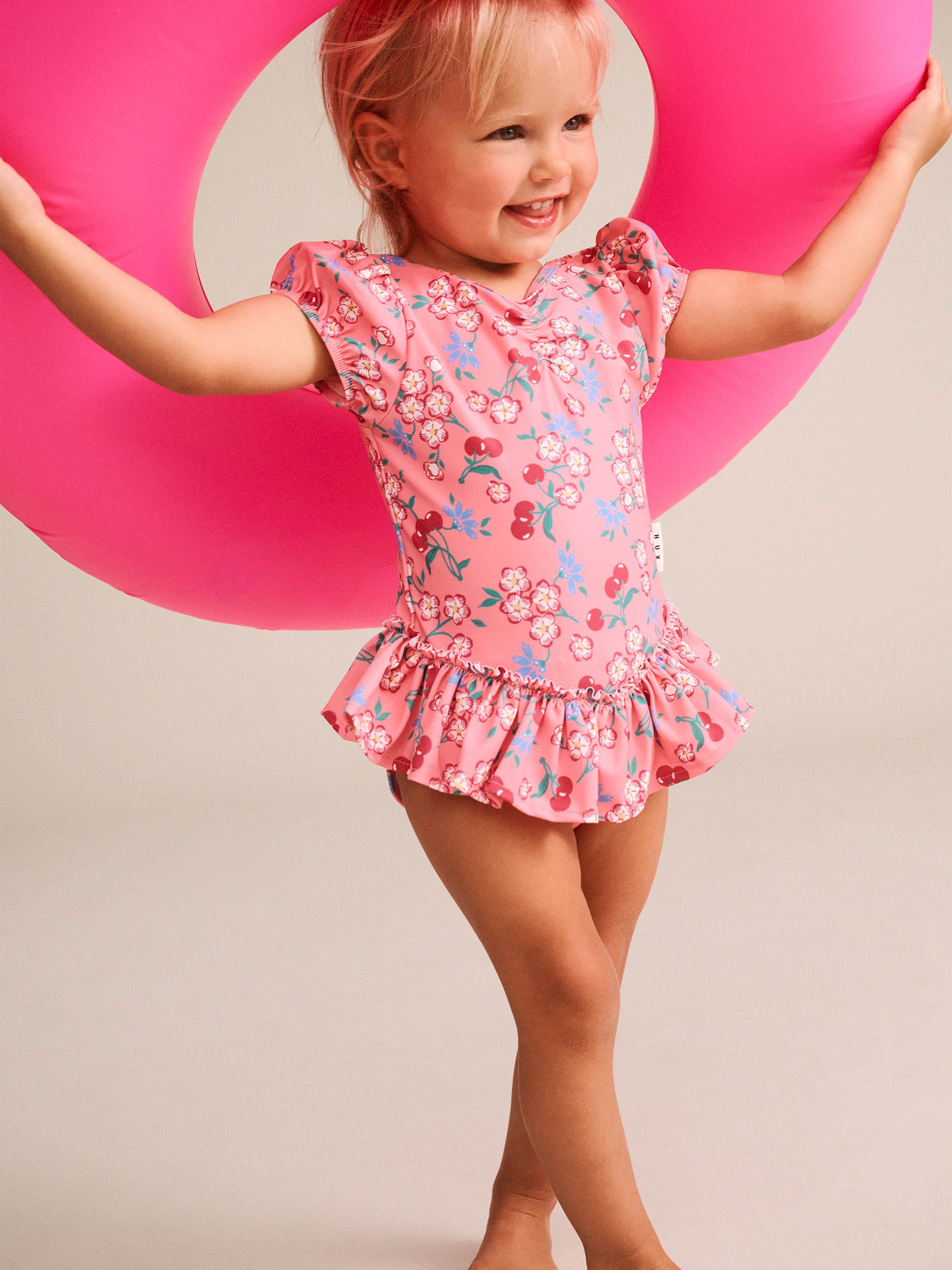 Tropical Cherry Floral Peplum Swimsuit SWIMWEAR Huxbaby Shopify