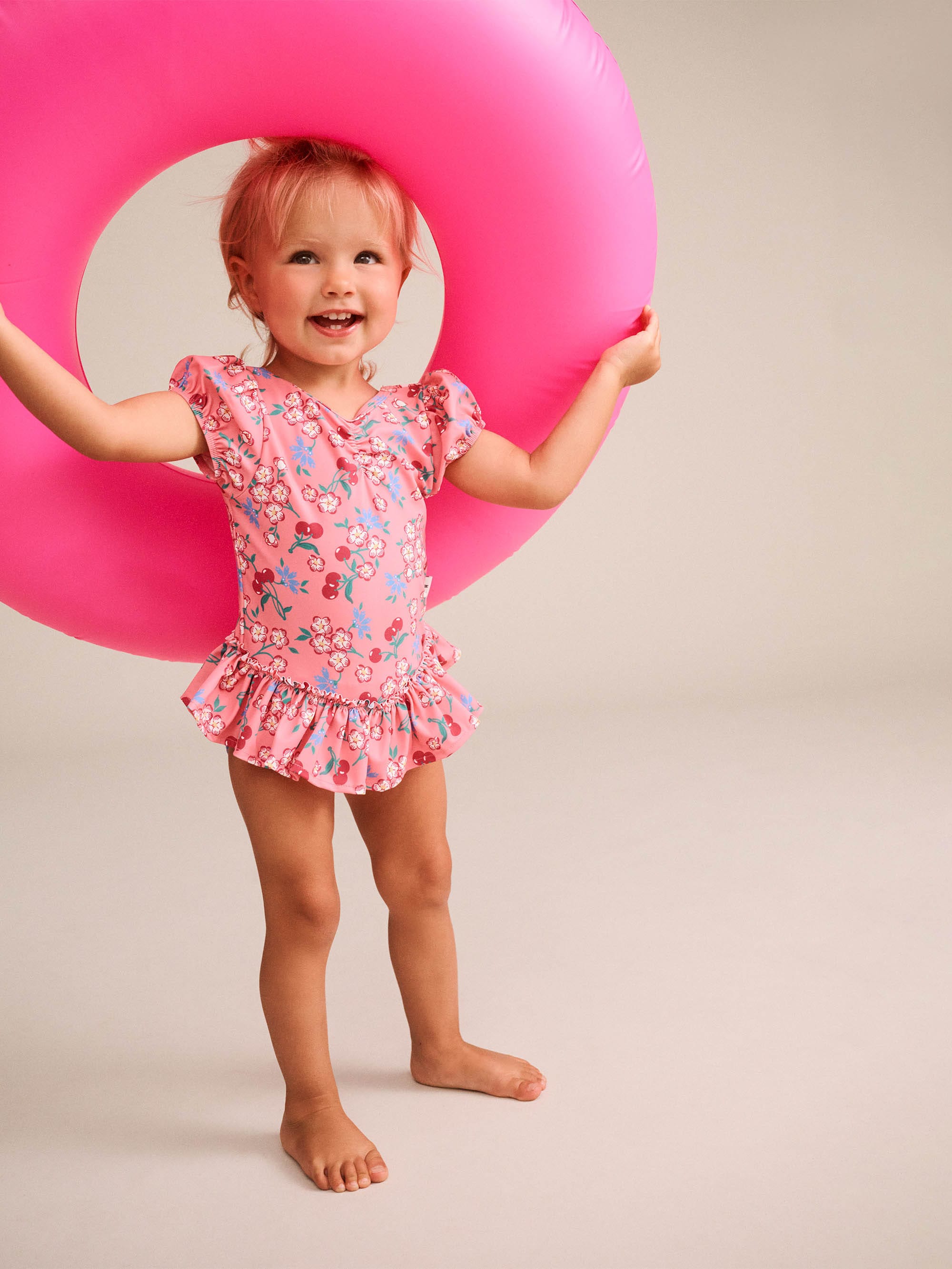 Tropical Cherry Floral Peplum Swimsuit SWIMWEAR Huxbaby Shopify