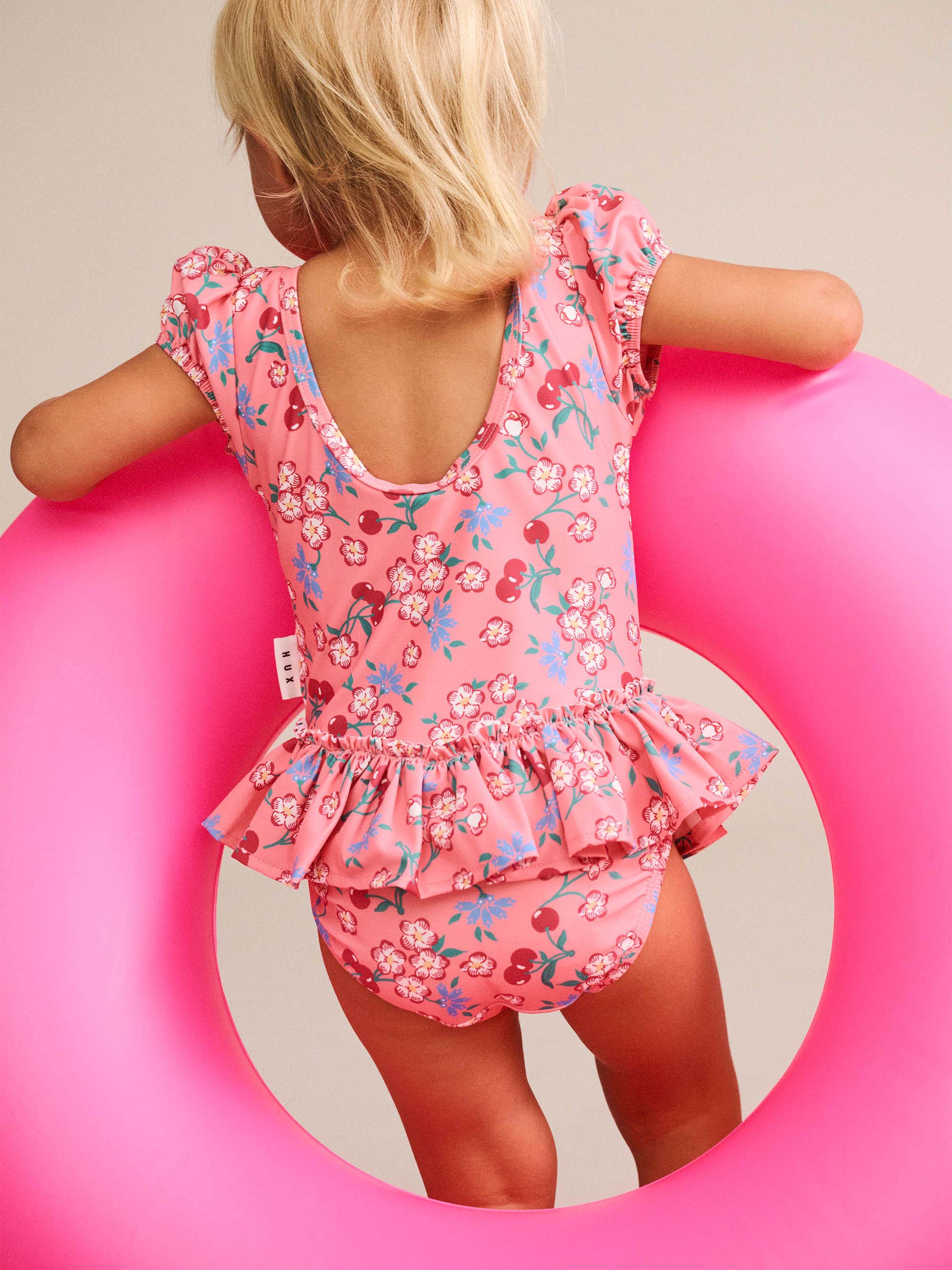 Tropical Cherry Floral Peplum Swimsuit SWIMWEAR Huxbaby Shopify