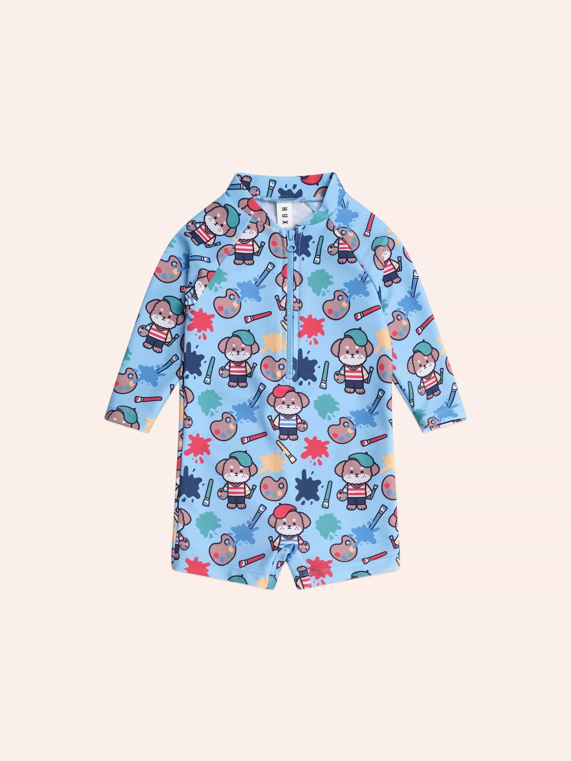 Parisian Painter Pup Swimsuit Shortie SWIMWEAR Huxbaby