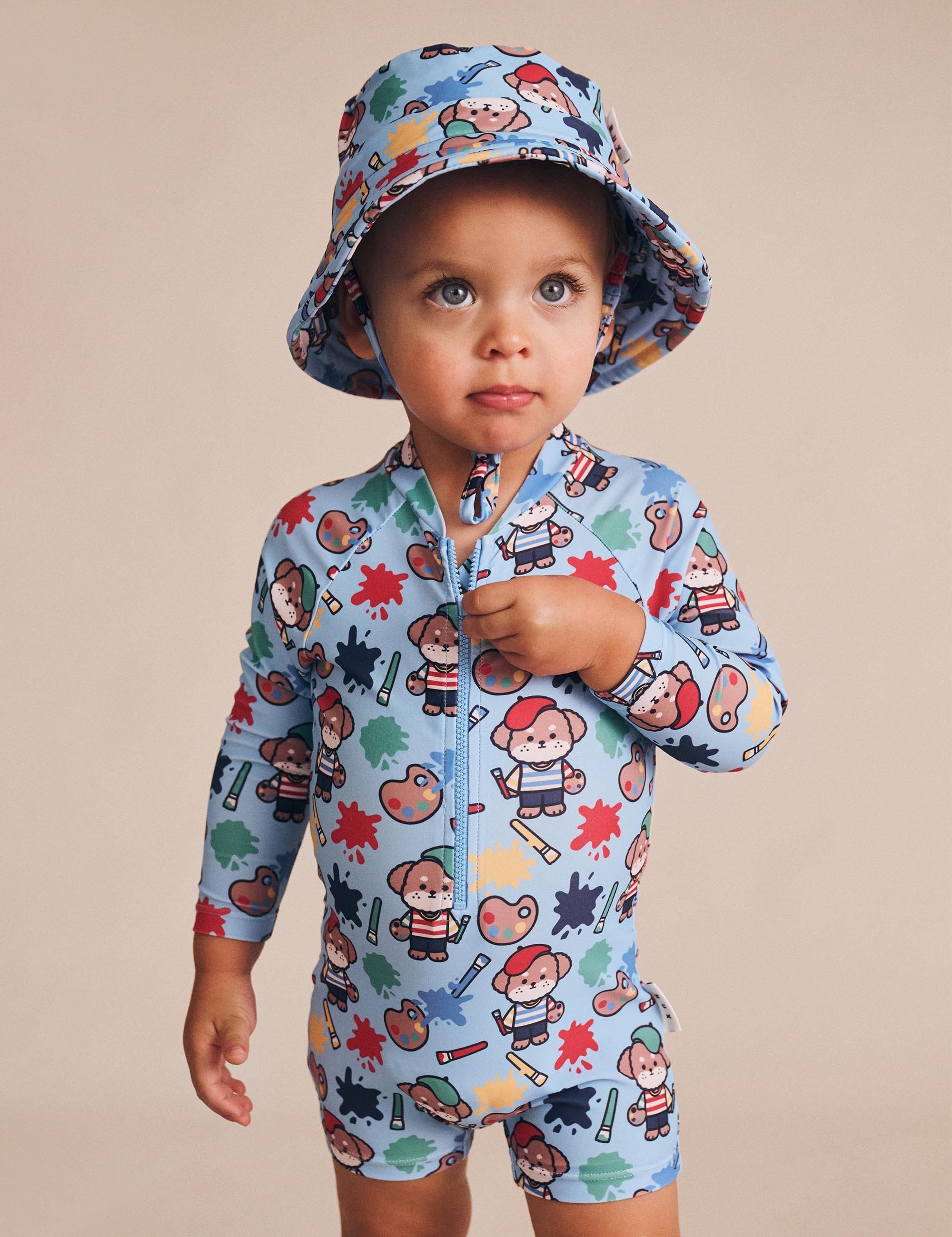 Parisian Painter Pup Swimsuit Shortie SWIMWEAR Huxbaby