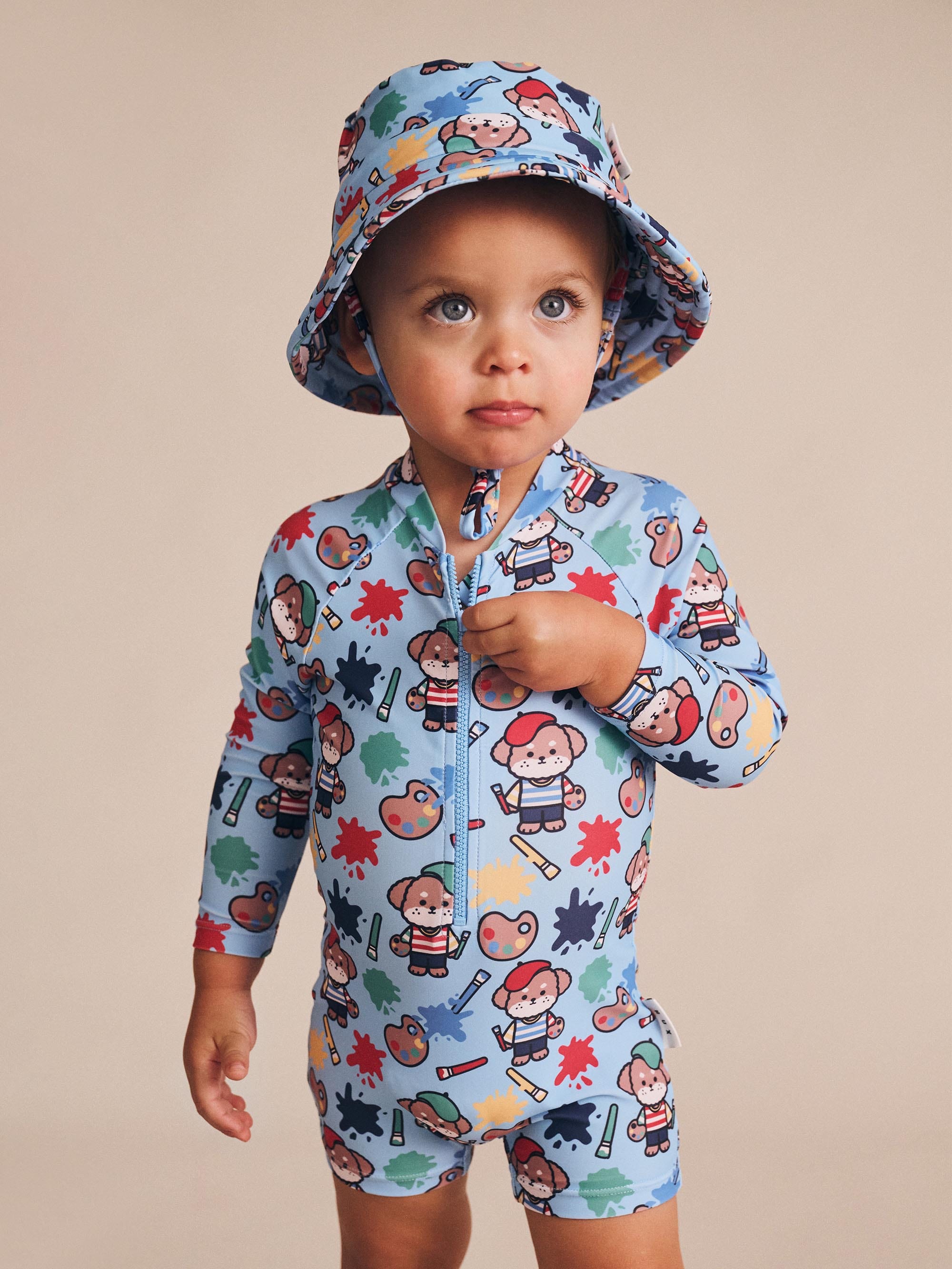 Parisian Painter Pup Swimsuit Shortie SWIMWEAR Huxbaby