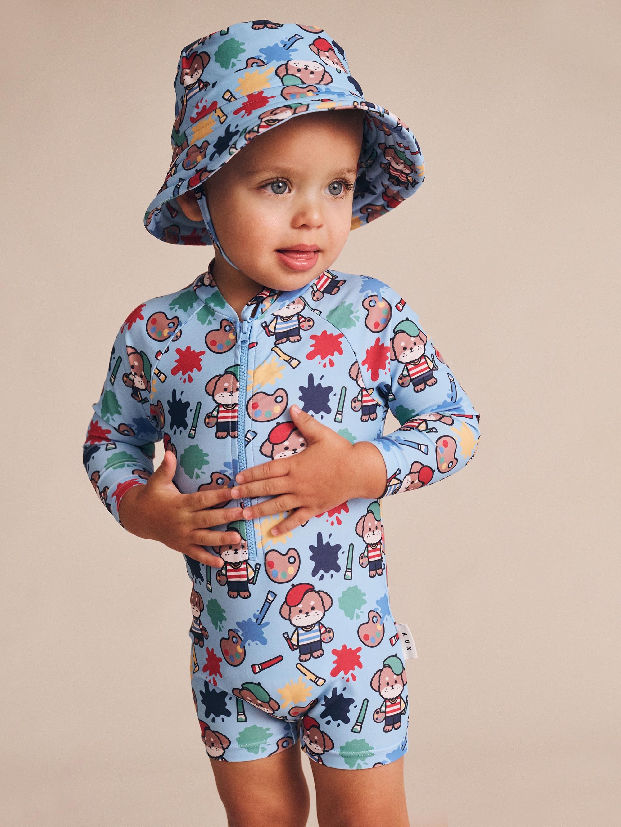 Parisian Painter Pup Swimsuit Shortie SWIMWEAR Huxbaby