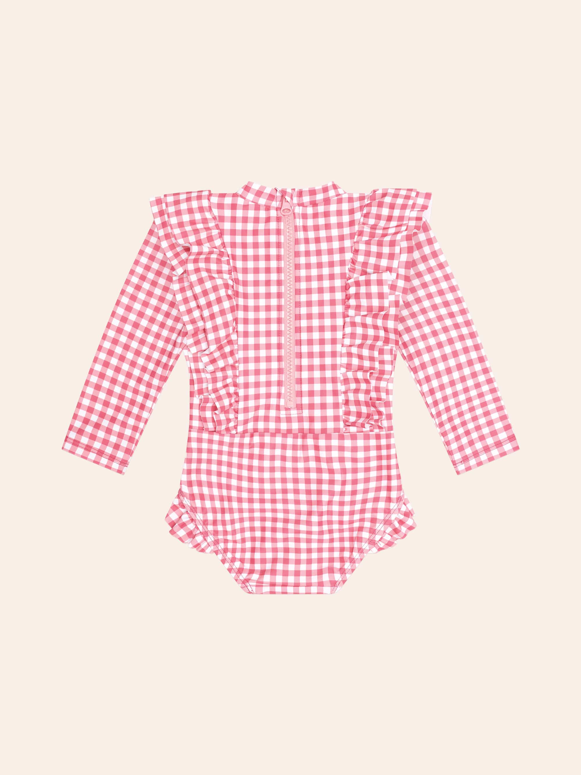 Cherry Bow Gingham Frill Swimsuit SWIMWEAR Huxbaby Shopify
