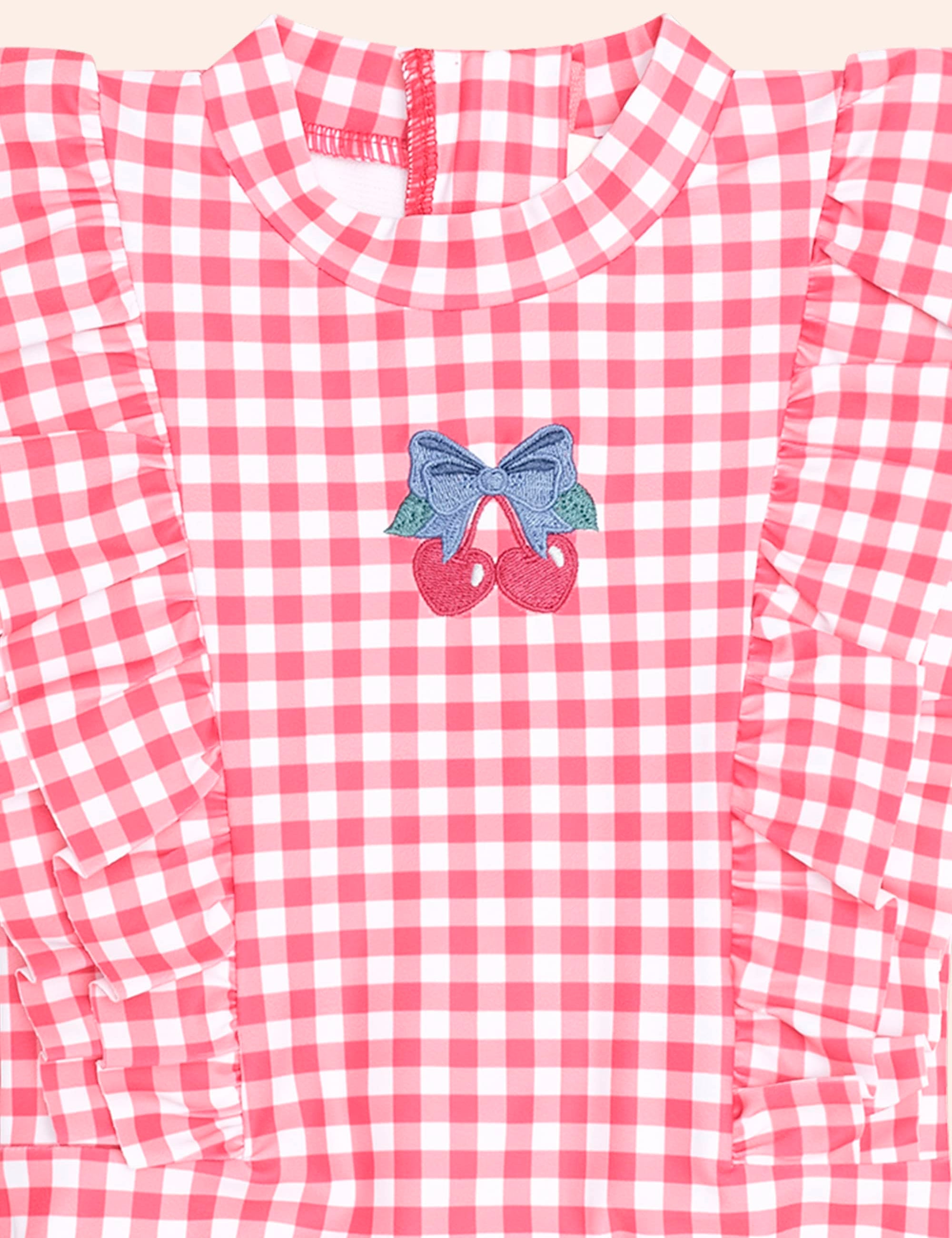 Cherry Bow Gingham Frill Swimsuit SWIMWEAR Huxbaby Shopify