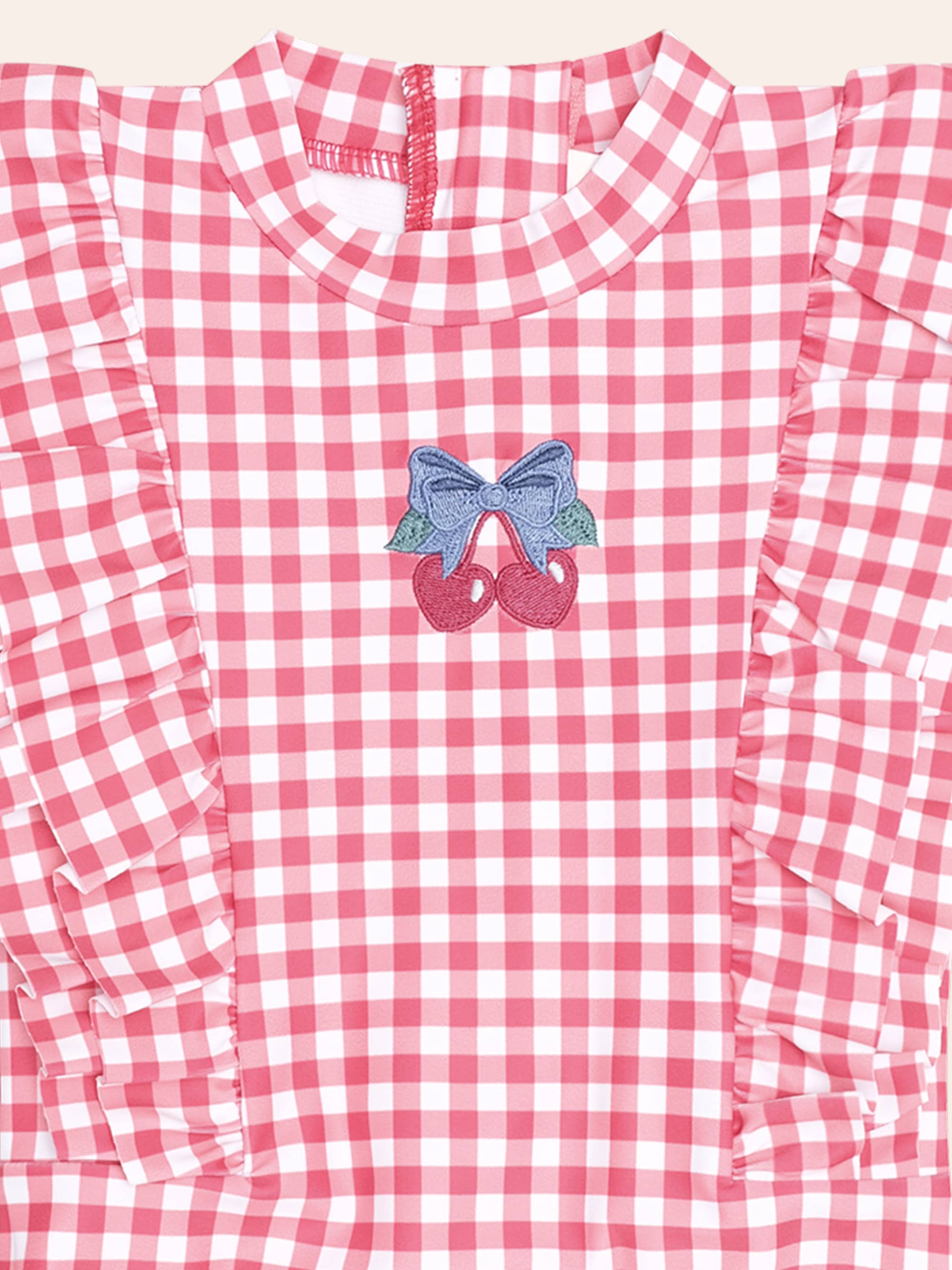 Cherry Bow Gingham Frill Swimsuit SWIMWEAR Huxbaby Shopify