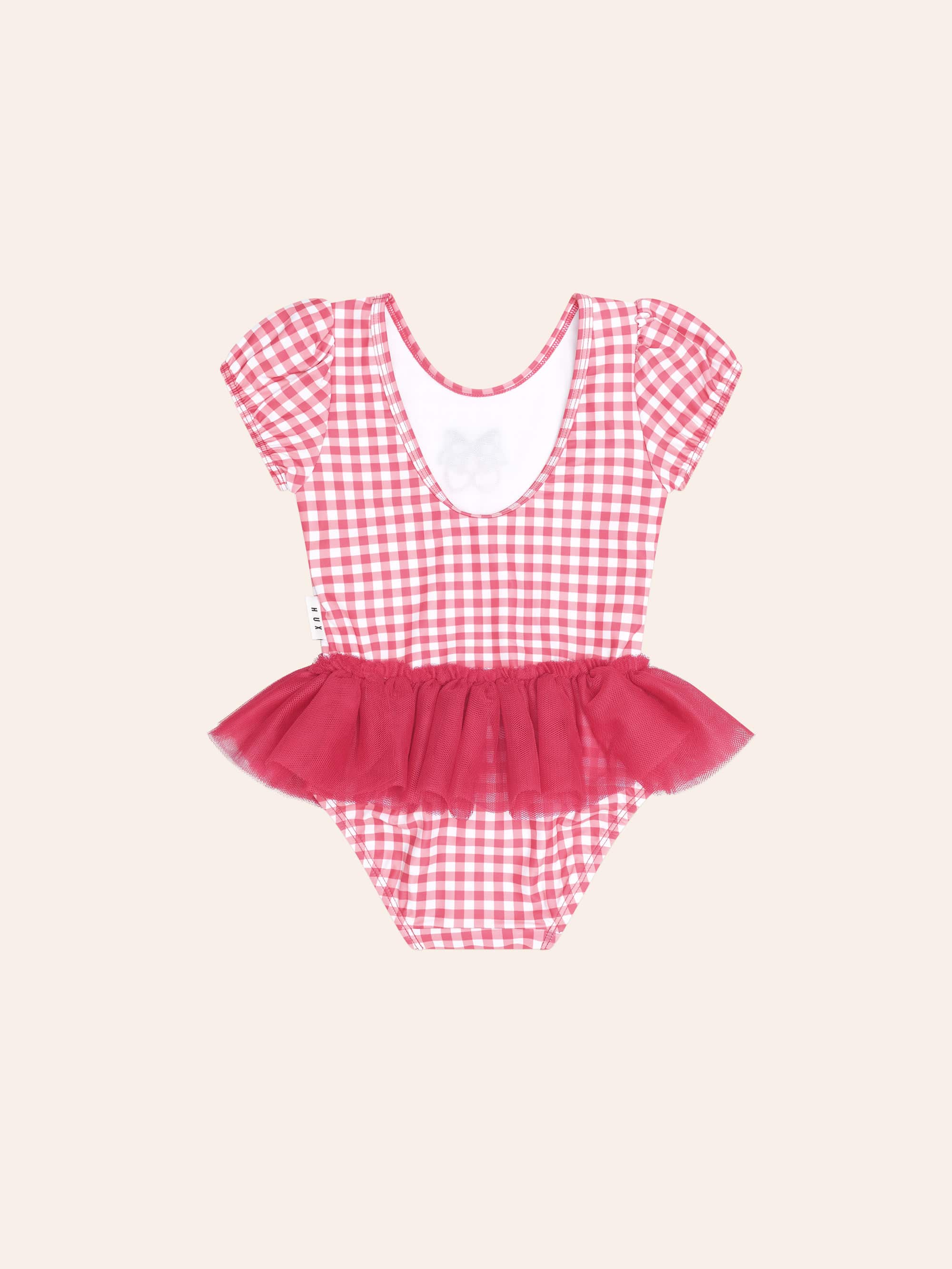 Cherry Bow Gingham Tulle Swimsuit SWIMWEAR Huxbaby Shopify
