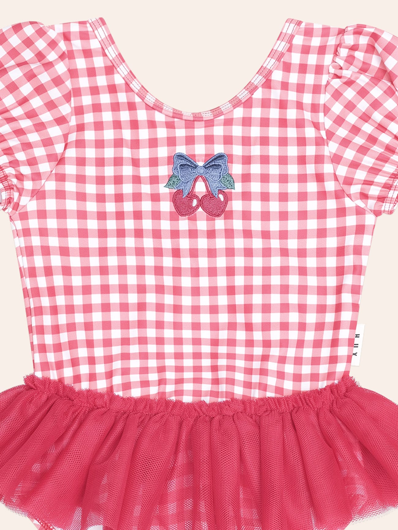 Cherry Bow Gingham Tulle Swimsuit SWIMWEAR Huxbaby Shopify