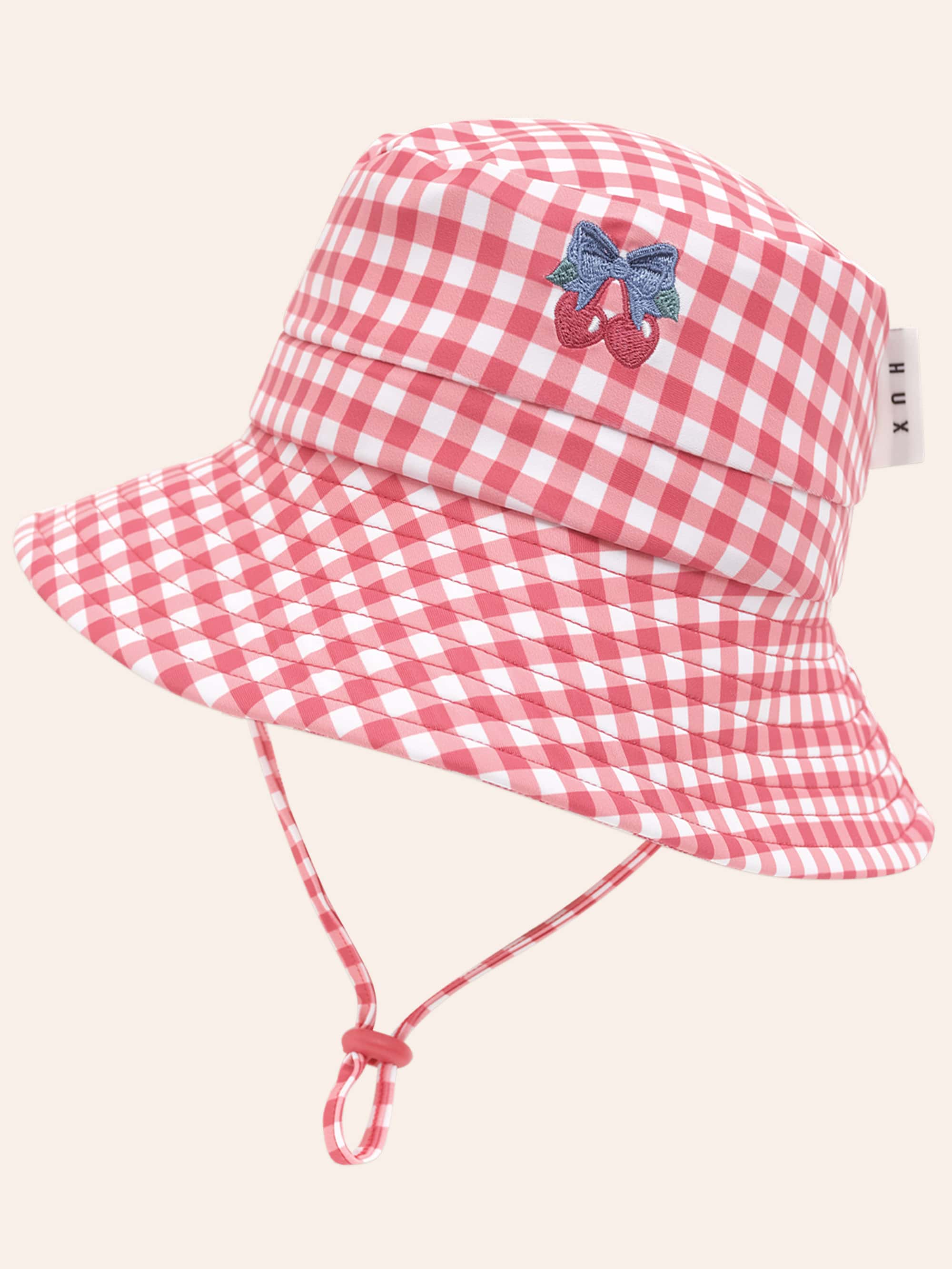 Cherry Bow Gingham Swimhat SWIMWEAR Huxbaby Shopify