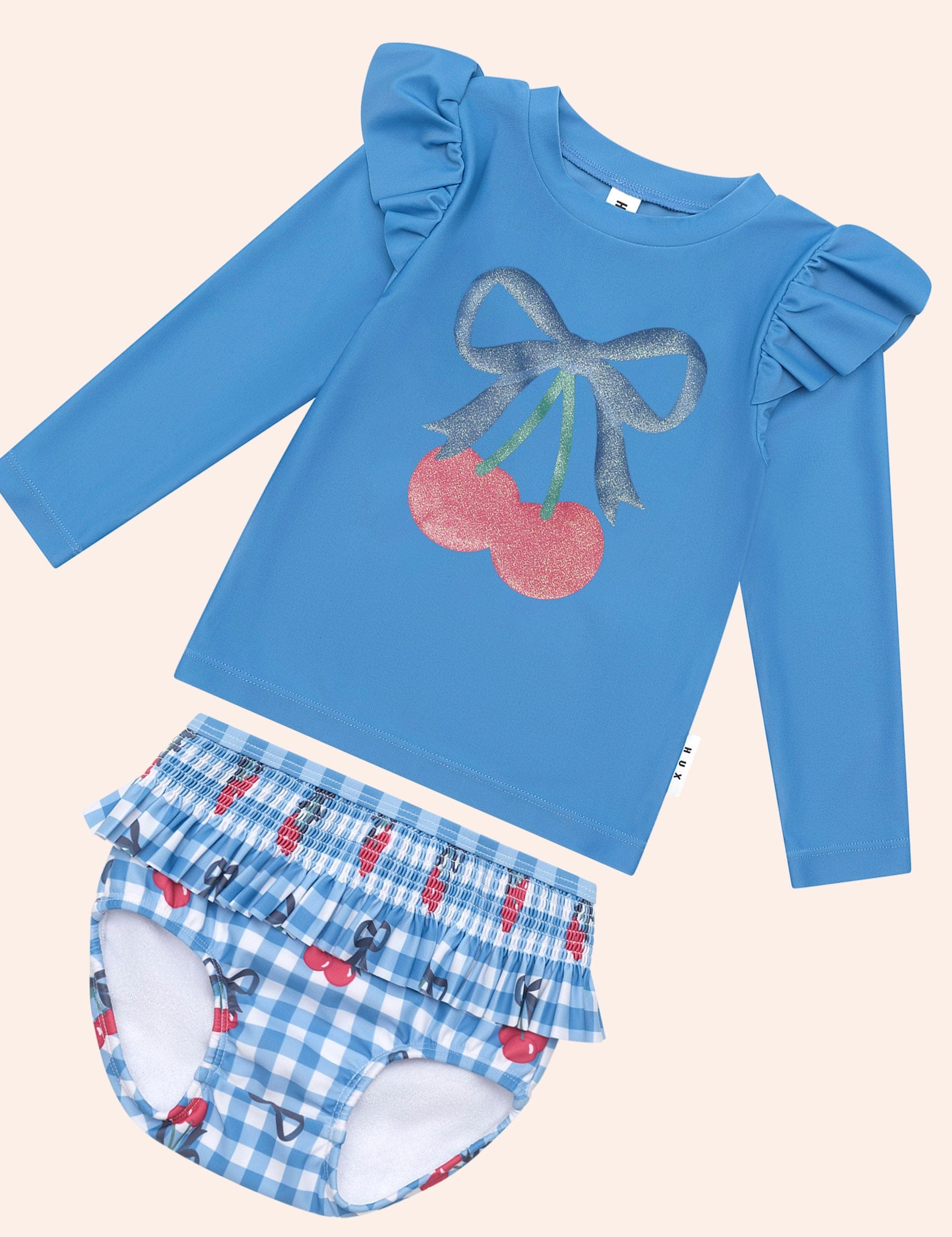 Cherry Gingham 2Pc Swim Set SWIMWEAR Huxbaby