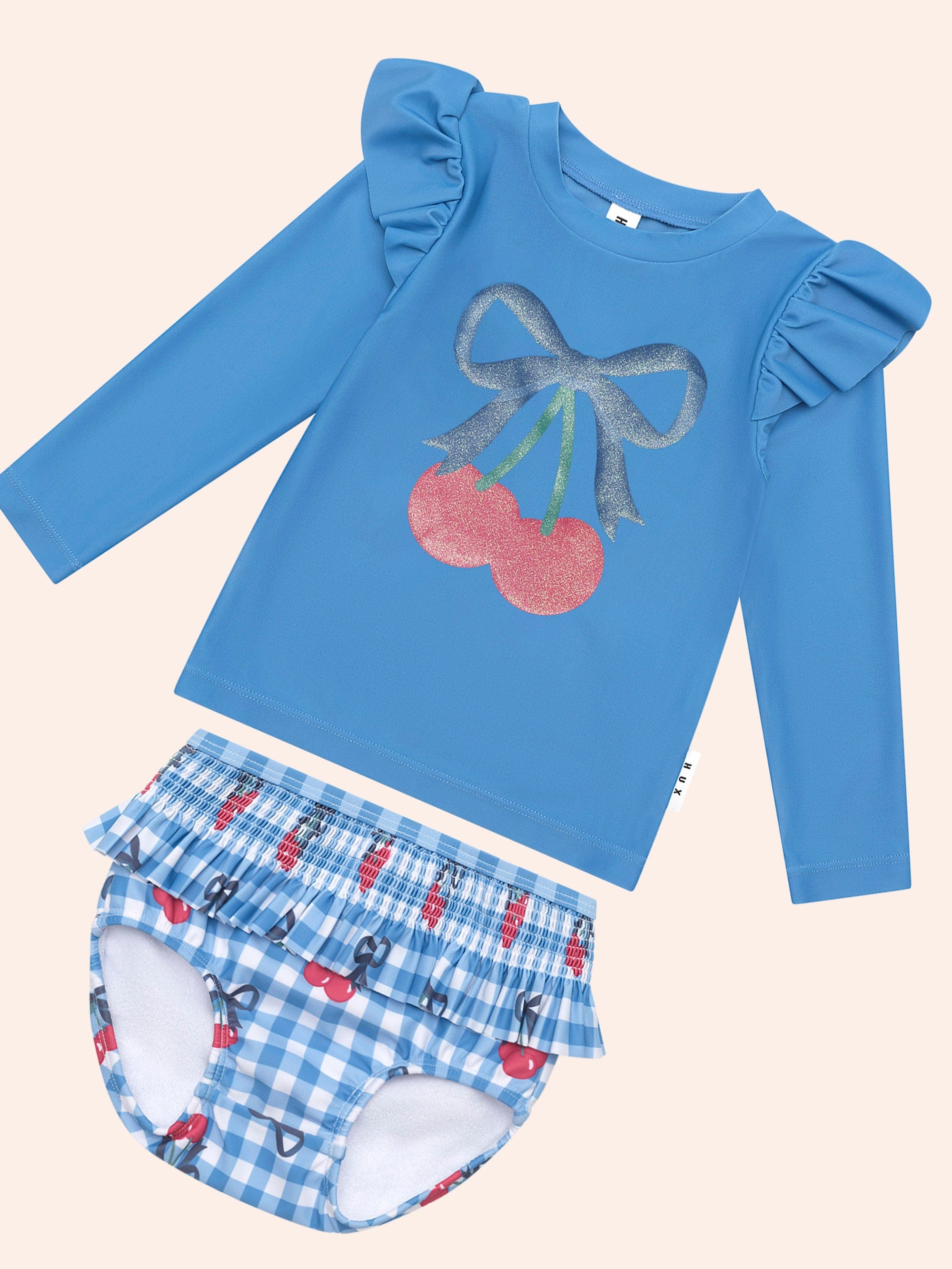 Cherry Gingham 2Pc Swim Set SWIMWEAR Huxbaby