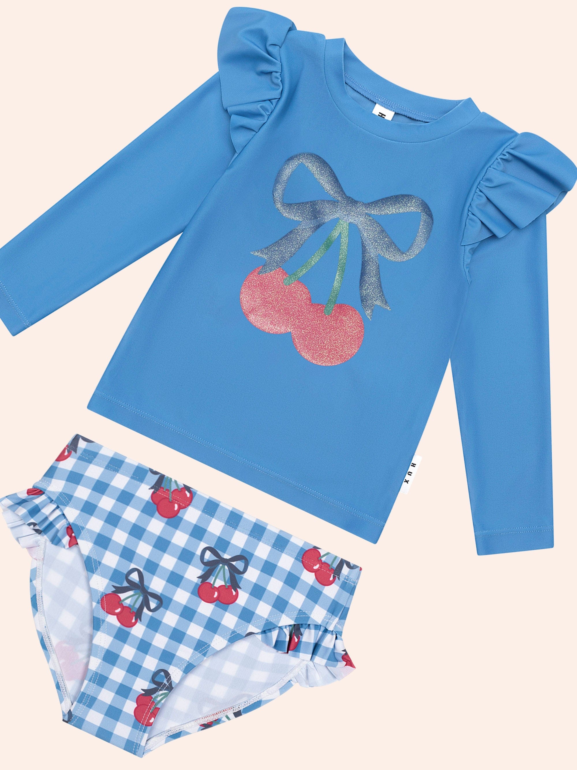 Cherry Gingham 2Pc Swim Set SWIMWEAR Huxbaby