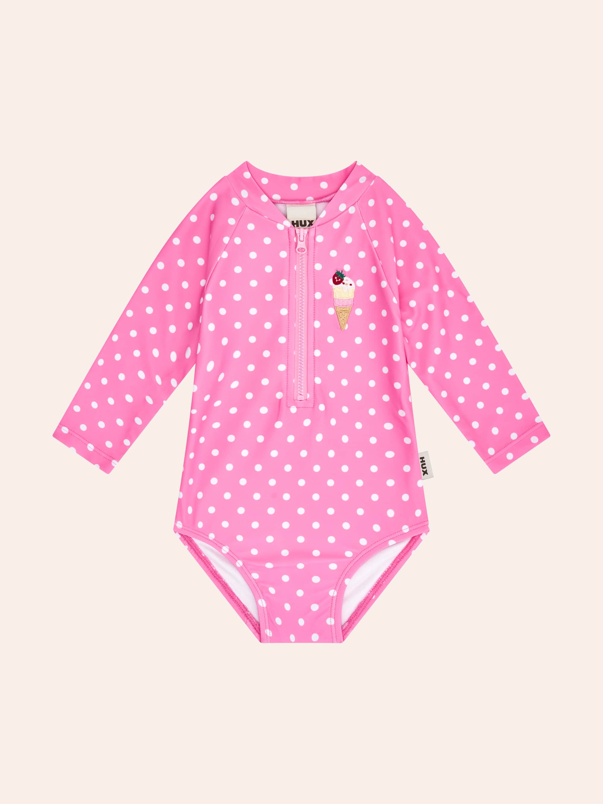 Polka Dot Ice Cream Raglan Swimsuit SWIMWEAR Huxbaby Shopify