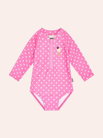 Polka Dot Ice Cream Raglan Swimsuit SWIMWEAR Huxbaby Shopify