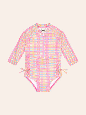 Beach Club Check Shirred Swimsuit SWIMWEAR Huxbaby Shopify