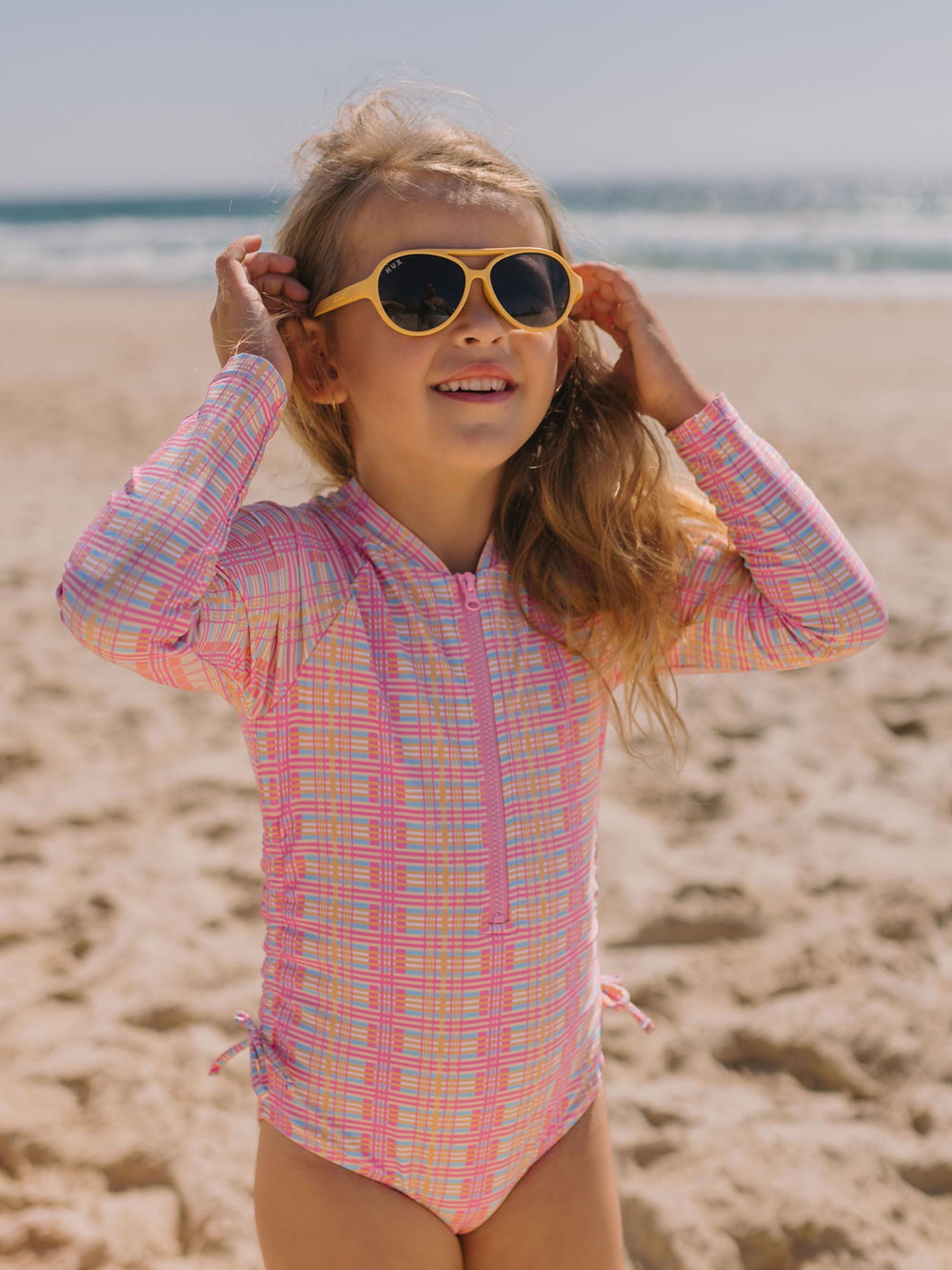 Beach Club Check Shirred Swimsuit SWIMWEAR Huxbaby Shopify